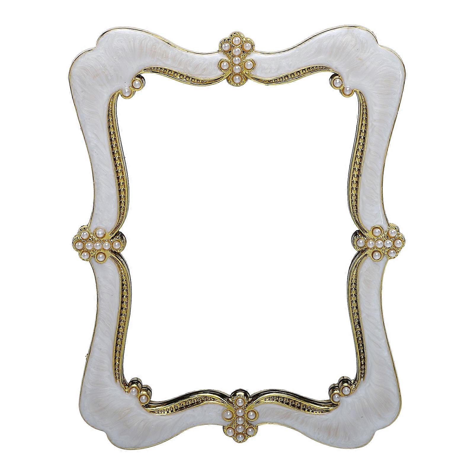 Tabletop Mirror Mirror Non-Distorted Image European Type 21.5x17cm White 1Pc