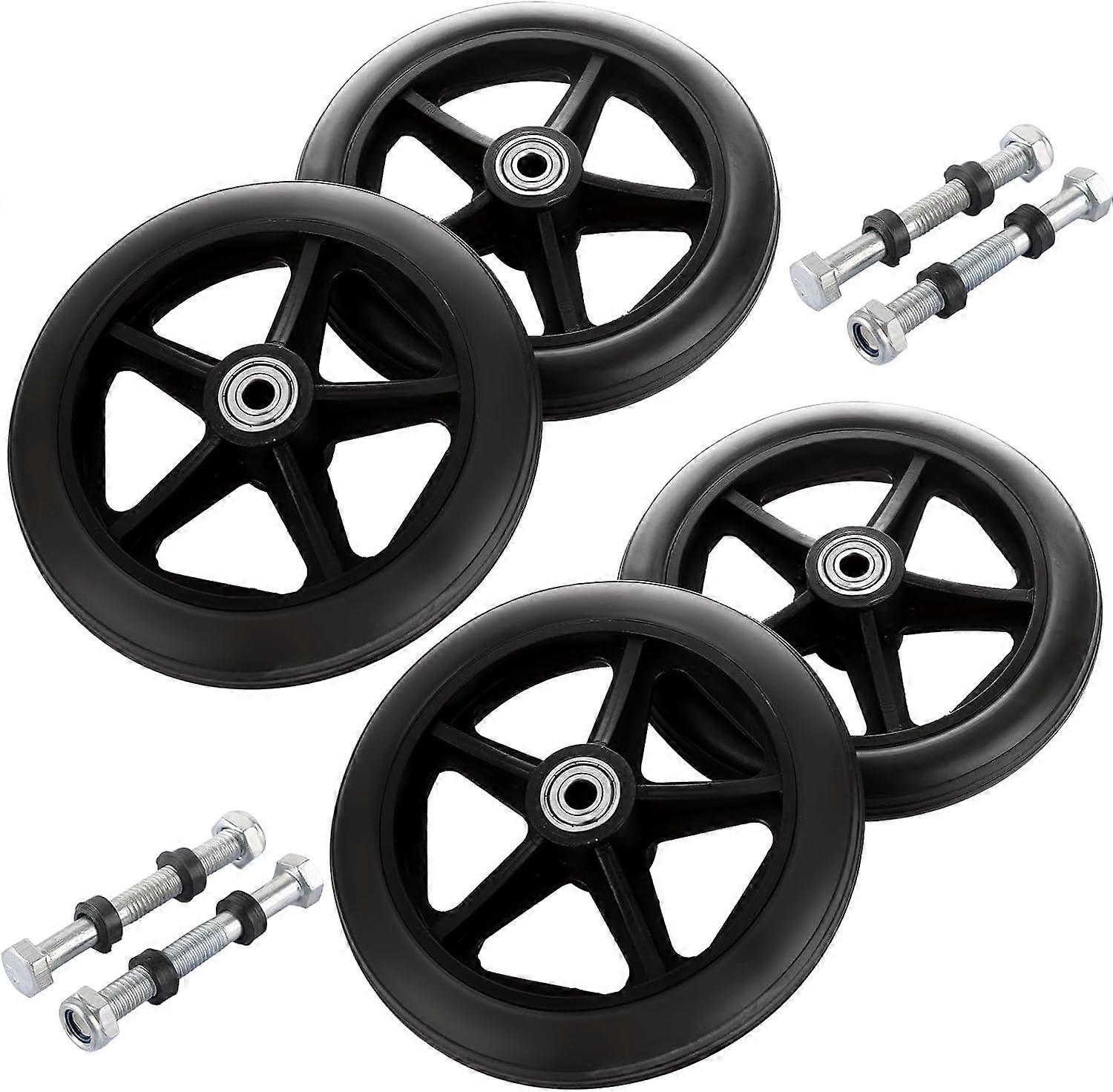 4 Pcs Walker Wheels Replacement, 6 Inch Solid Wheelchair Front Wheels, Anti-Slip