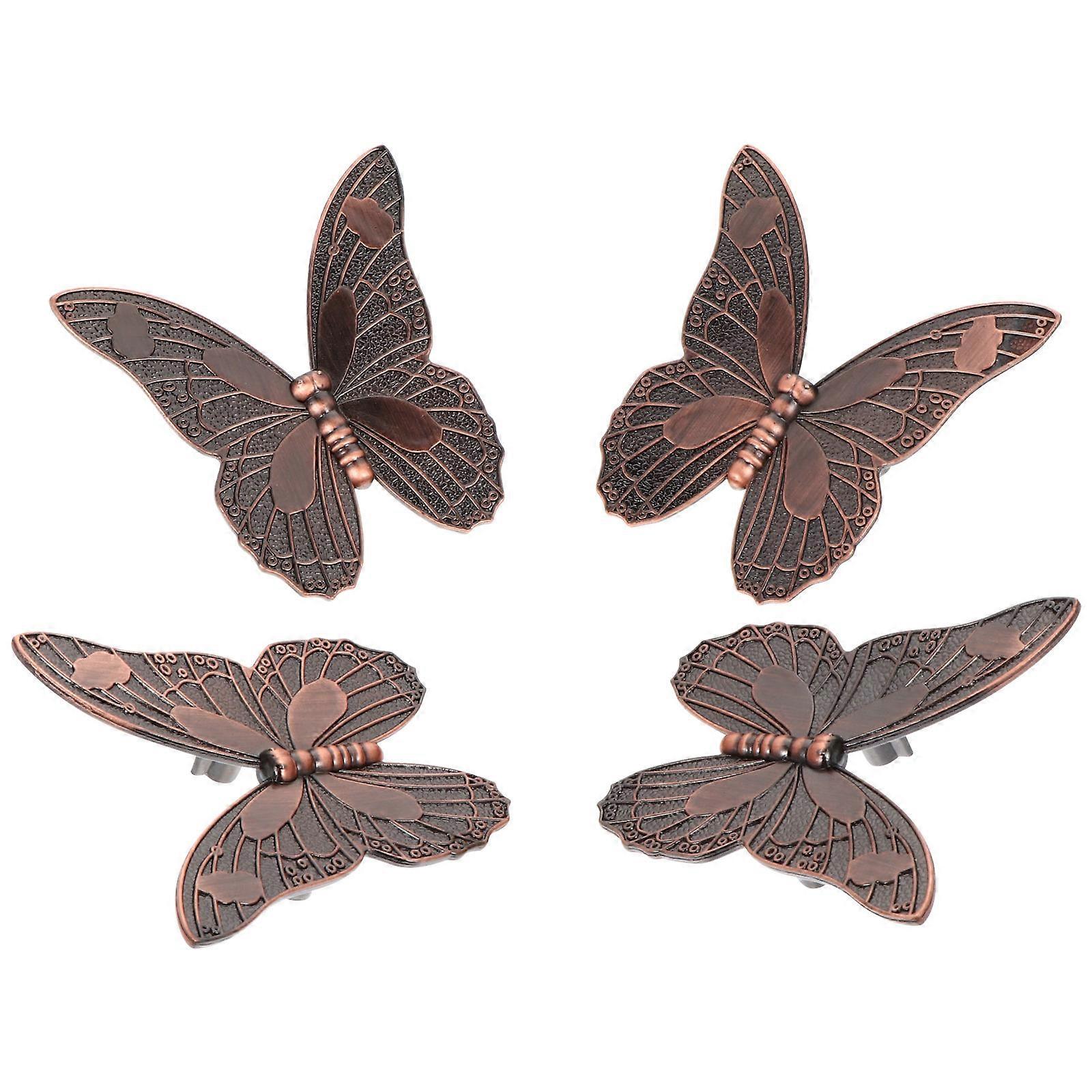 Kitchen Cabinets Knobs Butterfly Drawer Knobs Red Bronze DIY Enthusiasts 4Pcs