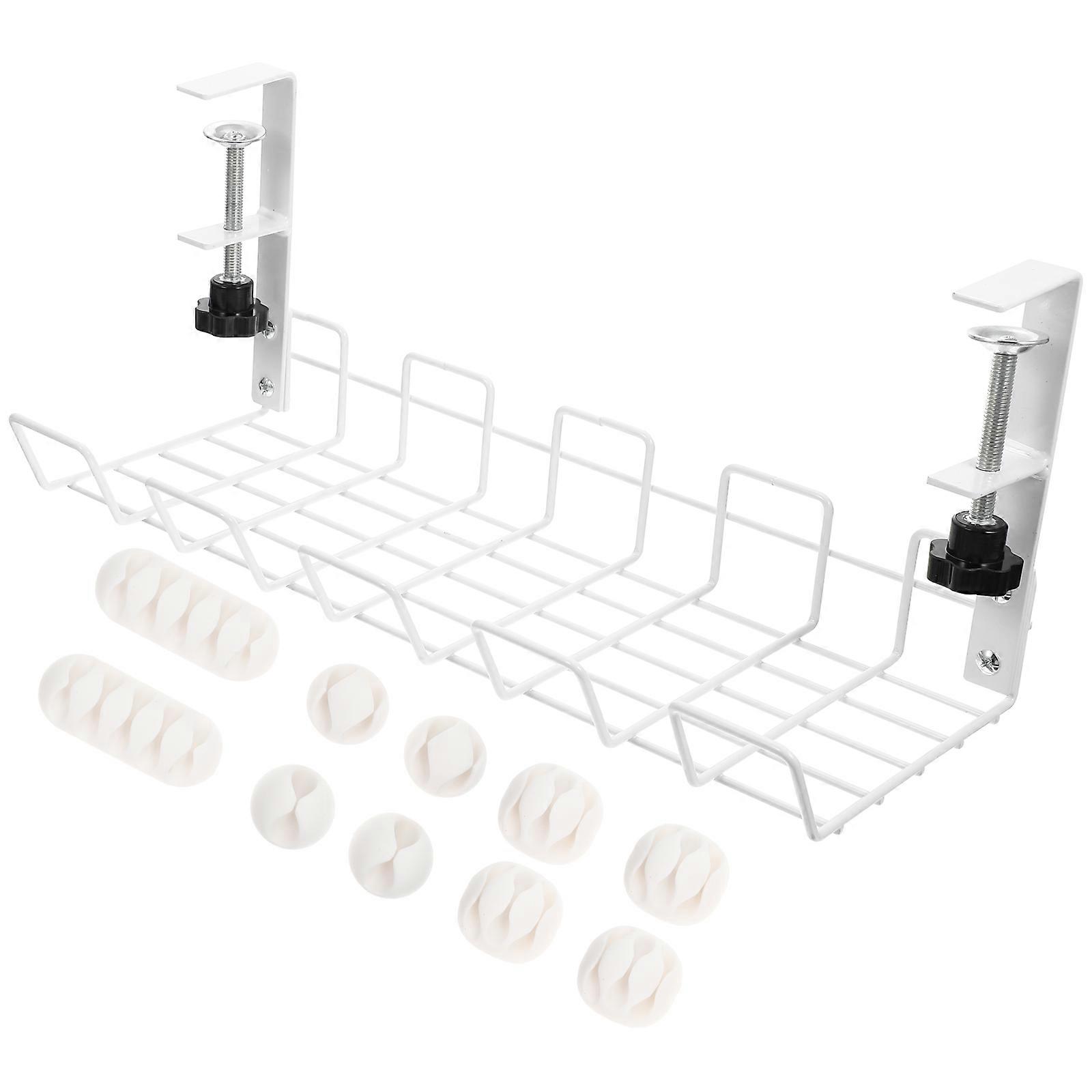 Convenient Cable Management Under Desk Cable Basket Rectangular White 37X14.5cm 1 Set