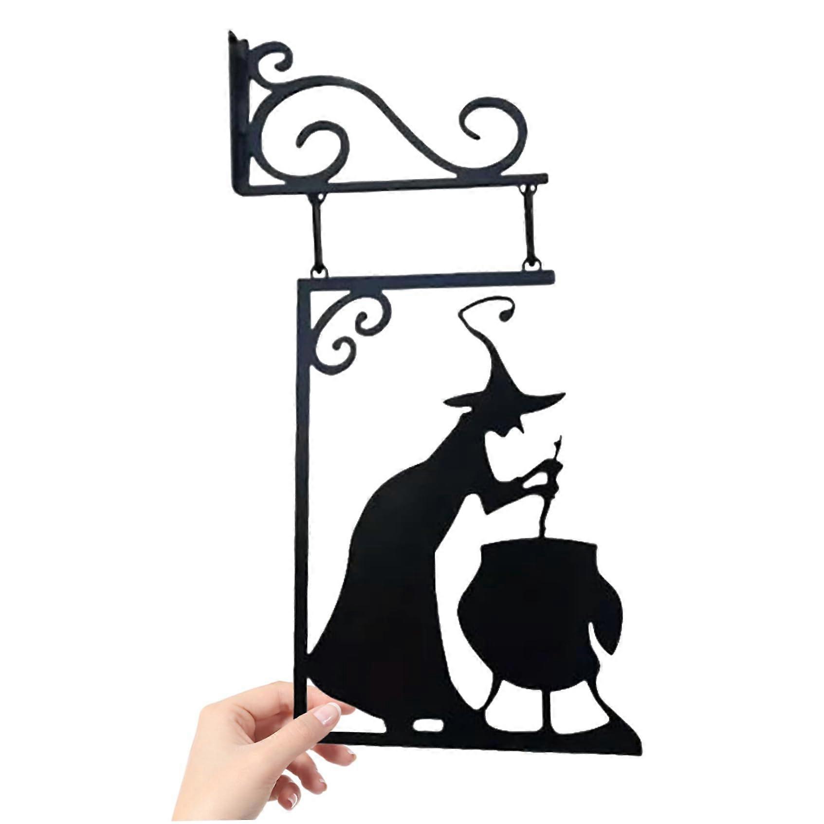Halloween Witch Cauldron Silhouette Wall Mounted Iron Decoration