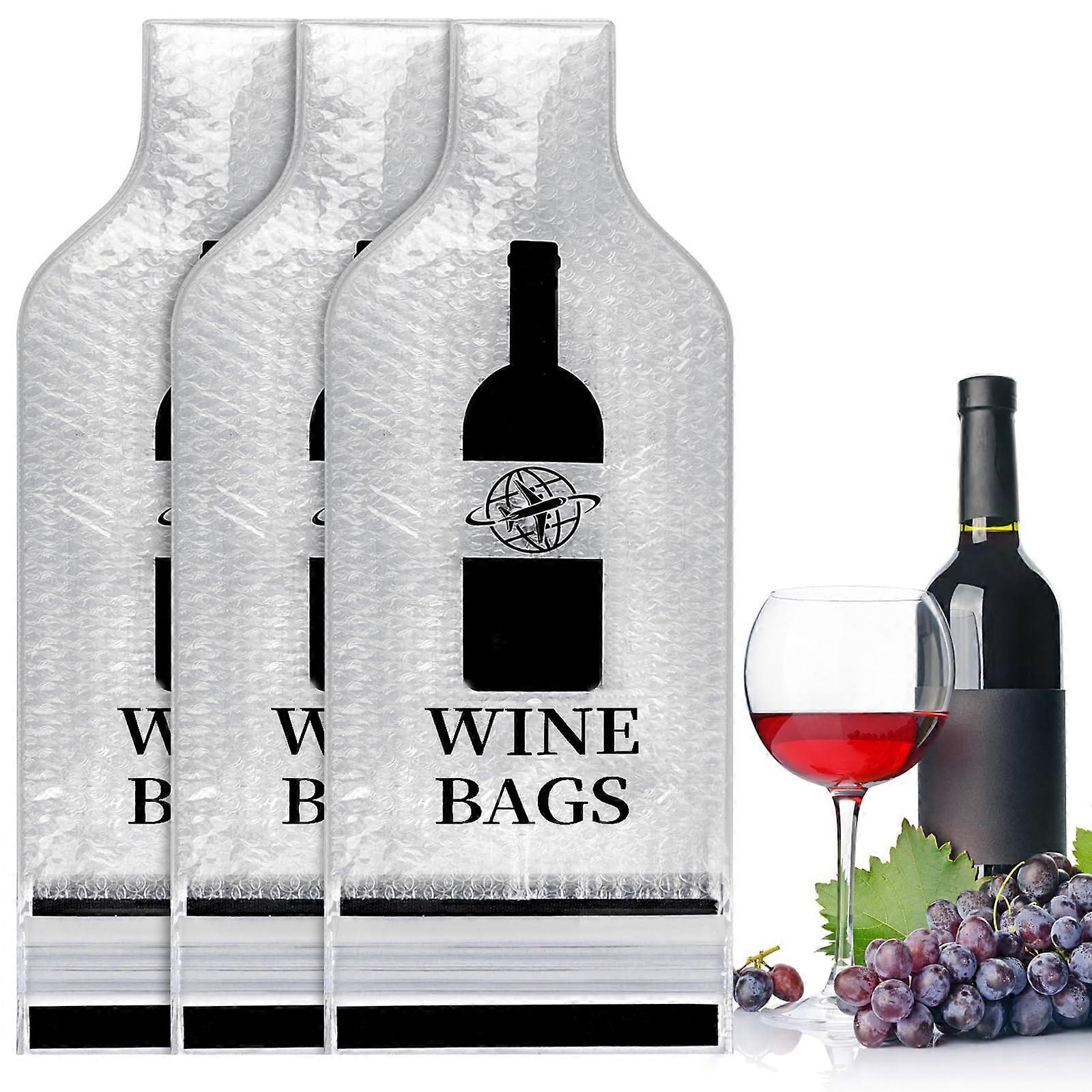 Wine Bottle Travel Protective Bags, 3 Pack Inflatable Wine Bottle Protectors with Reusable Pump for Airplane Transport