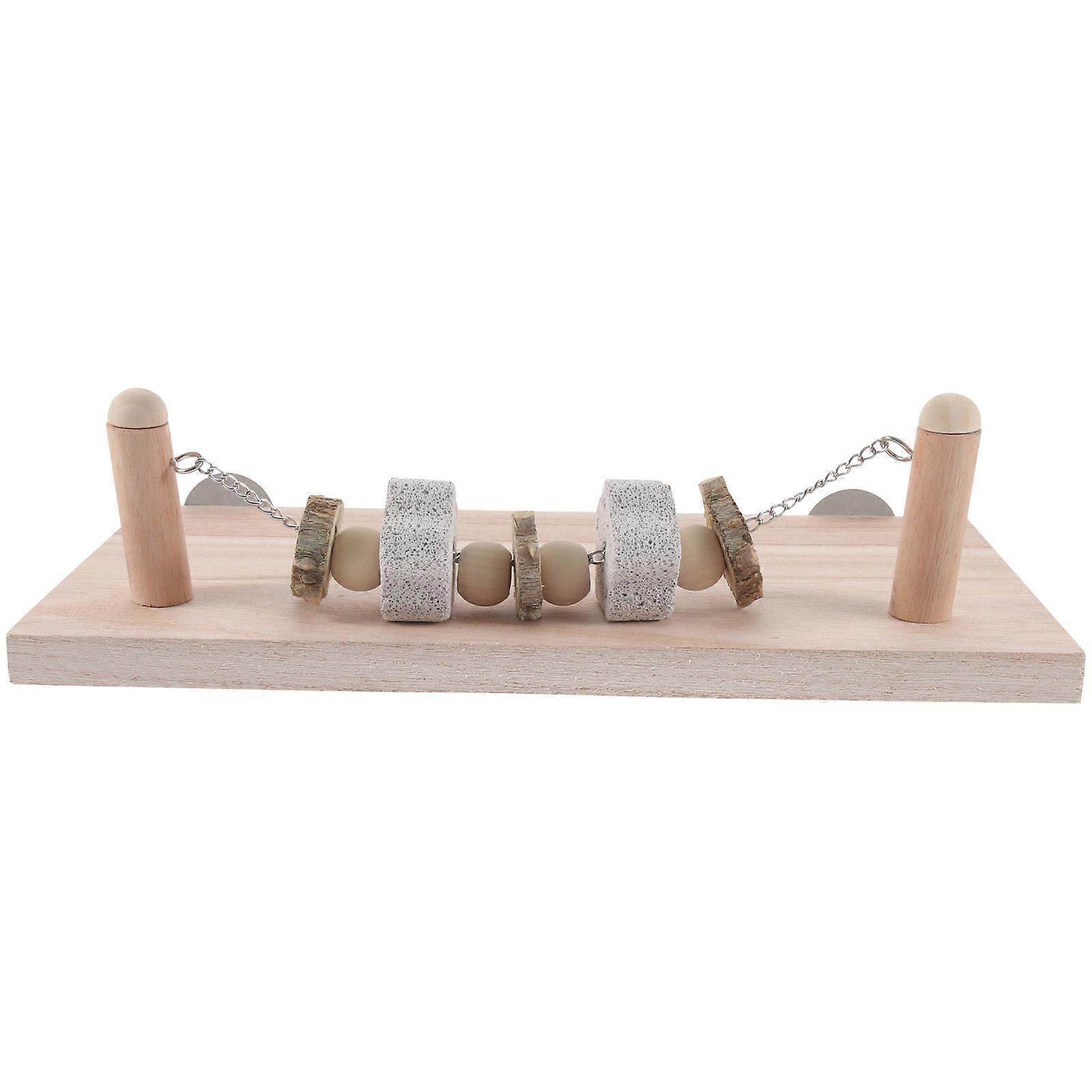 Birds Chewing String Toy Bird Standing Perch Parrot Perch Stand Wooden Bird Platform
