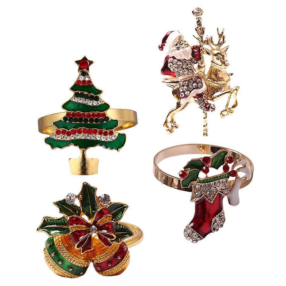 お祝いのためのエレガントで光沢のある繊細な再利用可能なナプキンリング赤緑5x4x4cm 4個