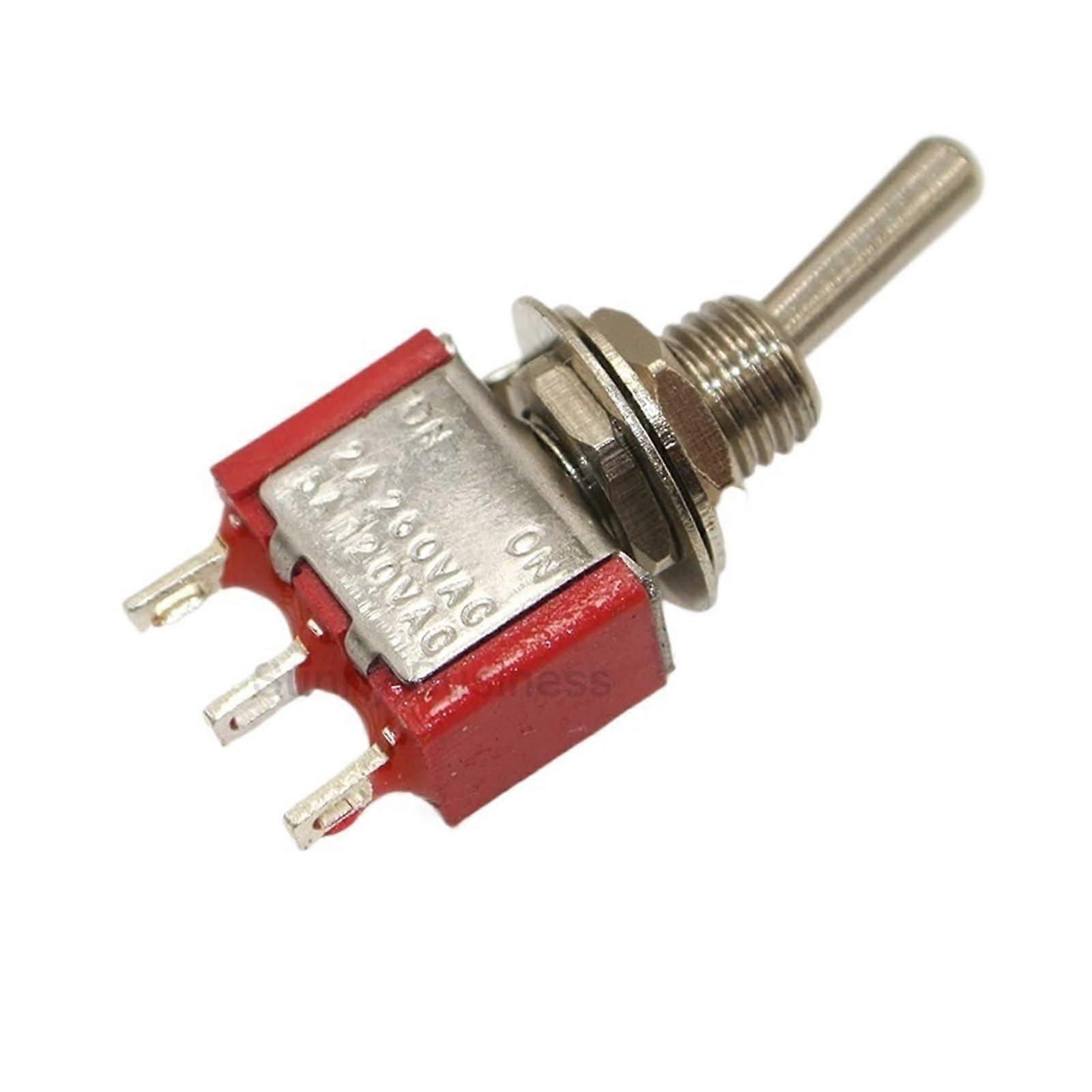 10pcs MTS-102 3-Pin SPDT Toggle Switch Red 5A 120VAC/2A 250VAC for Electrical Projects and DIY Applications