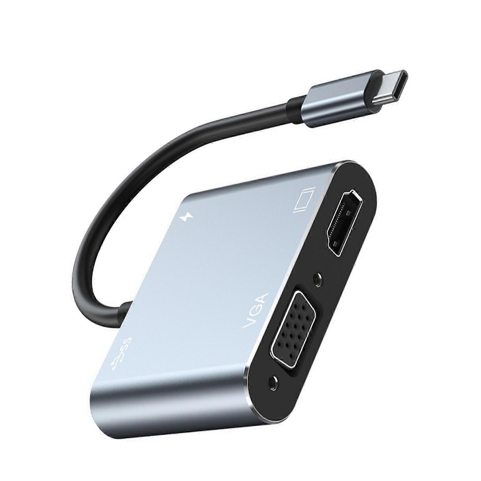 Various Port USB C Adapters 4K VGA 1080P Fast Charging USB 3.0 Hub Aluminum Alloy Construction for Various Devices Use Multicolor