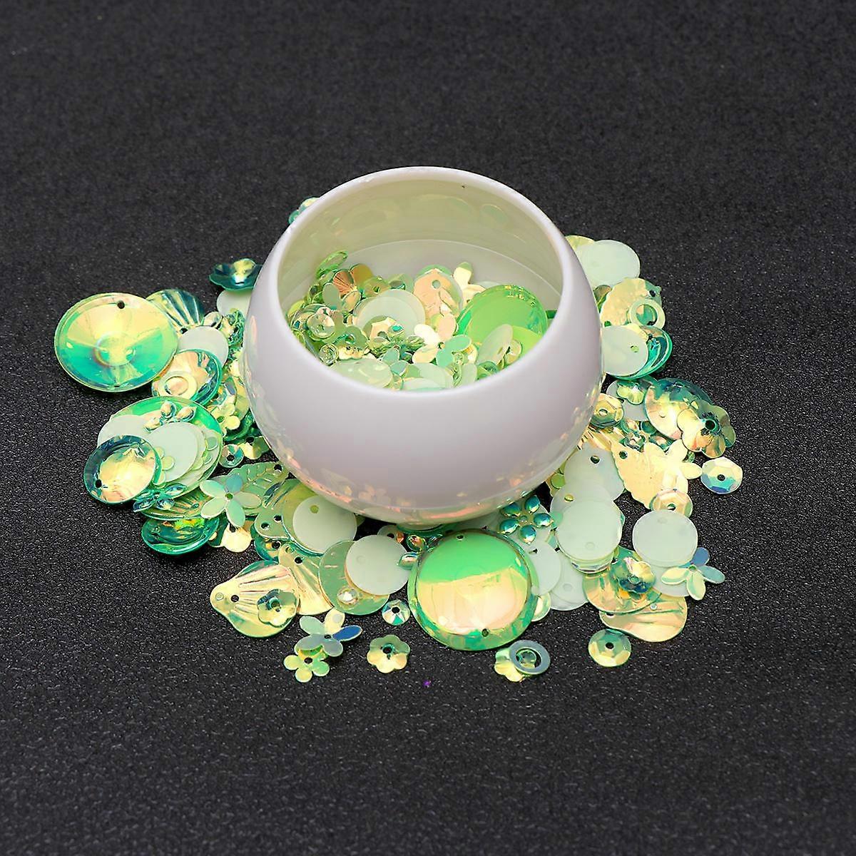 Shiny Beads Loose Sequin Craft Profiled Sequins Jewelry Accessory for Clothes Making Handicraft Green 2Pack
