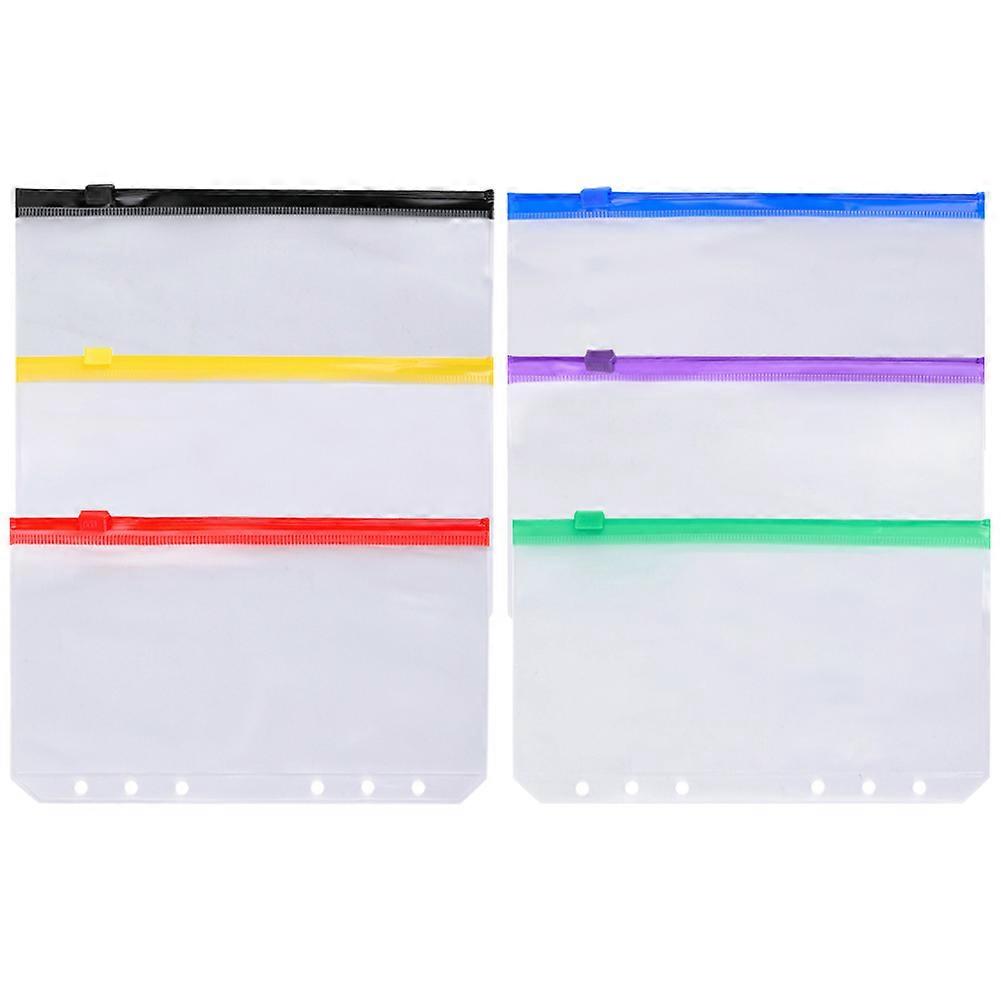 Binder Organizer 6Pcs Notebook Refill Zipper Pockets Black Color File Storage Daily Study And Travel