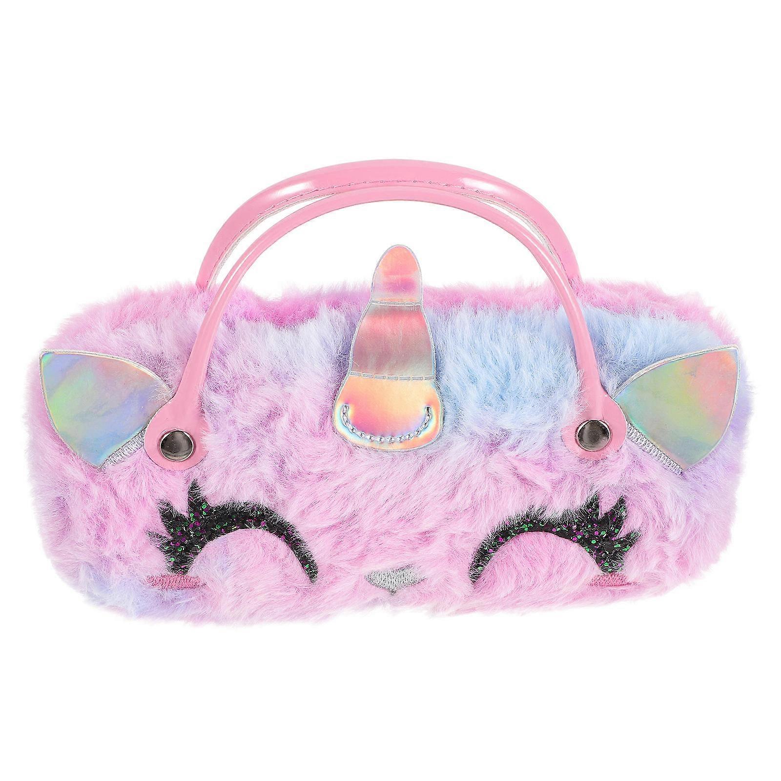 Kids Eyeglasses Case Portable Sunglasses Case Plush Unicorn Shape Soft 1Set