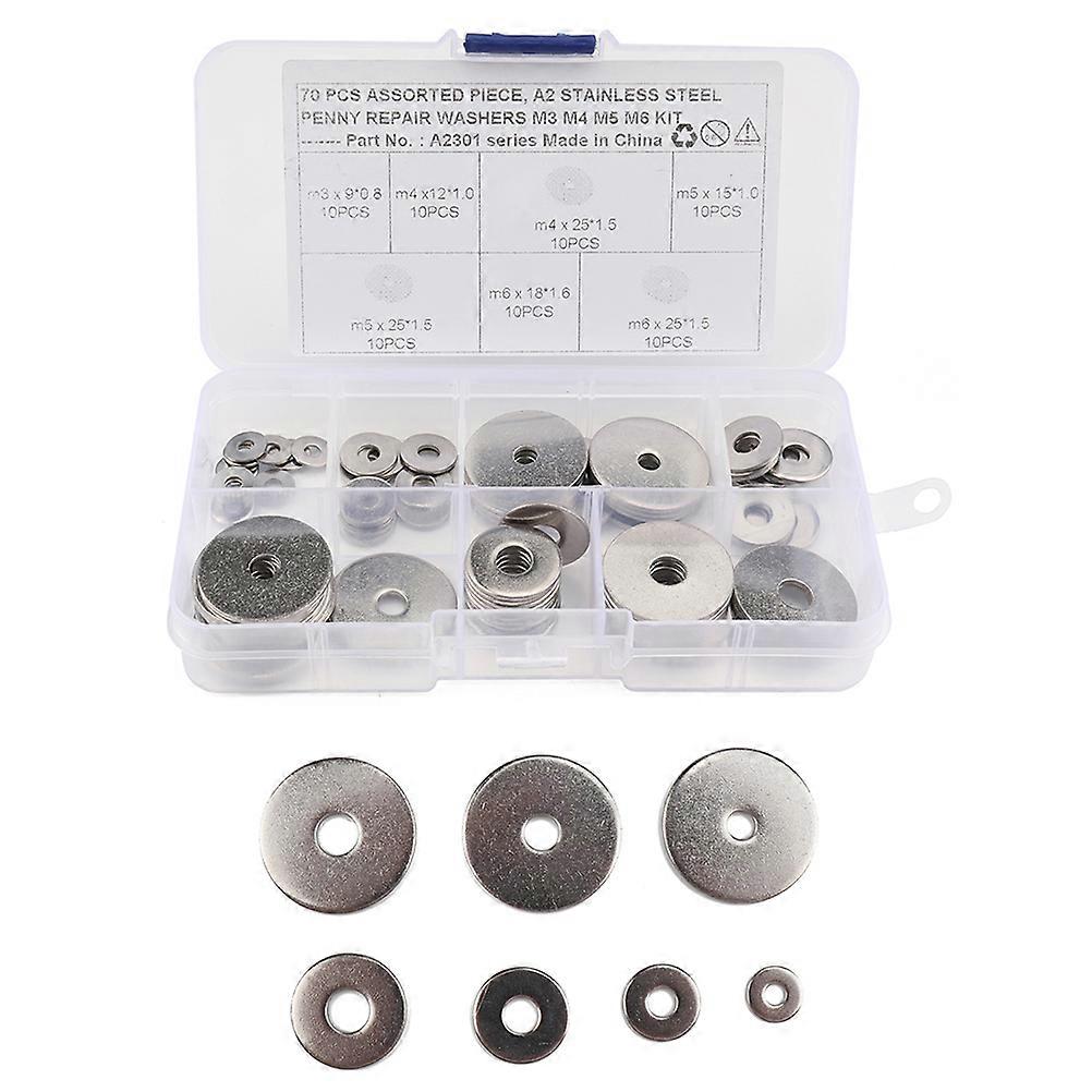 Steel Flat Washer M5 Pressure Reduction Protect Components 70Pcs