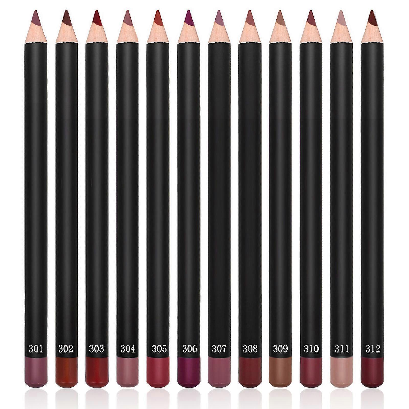 Minkissy 12Pcs Waterproof Lip Liner Set with 12 Colors Lip Shaping Pencils for Women