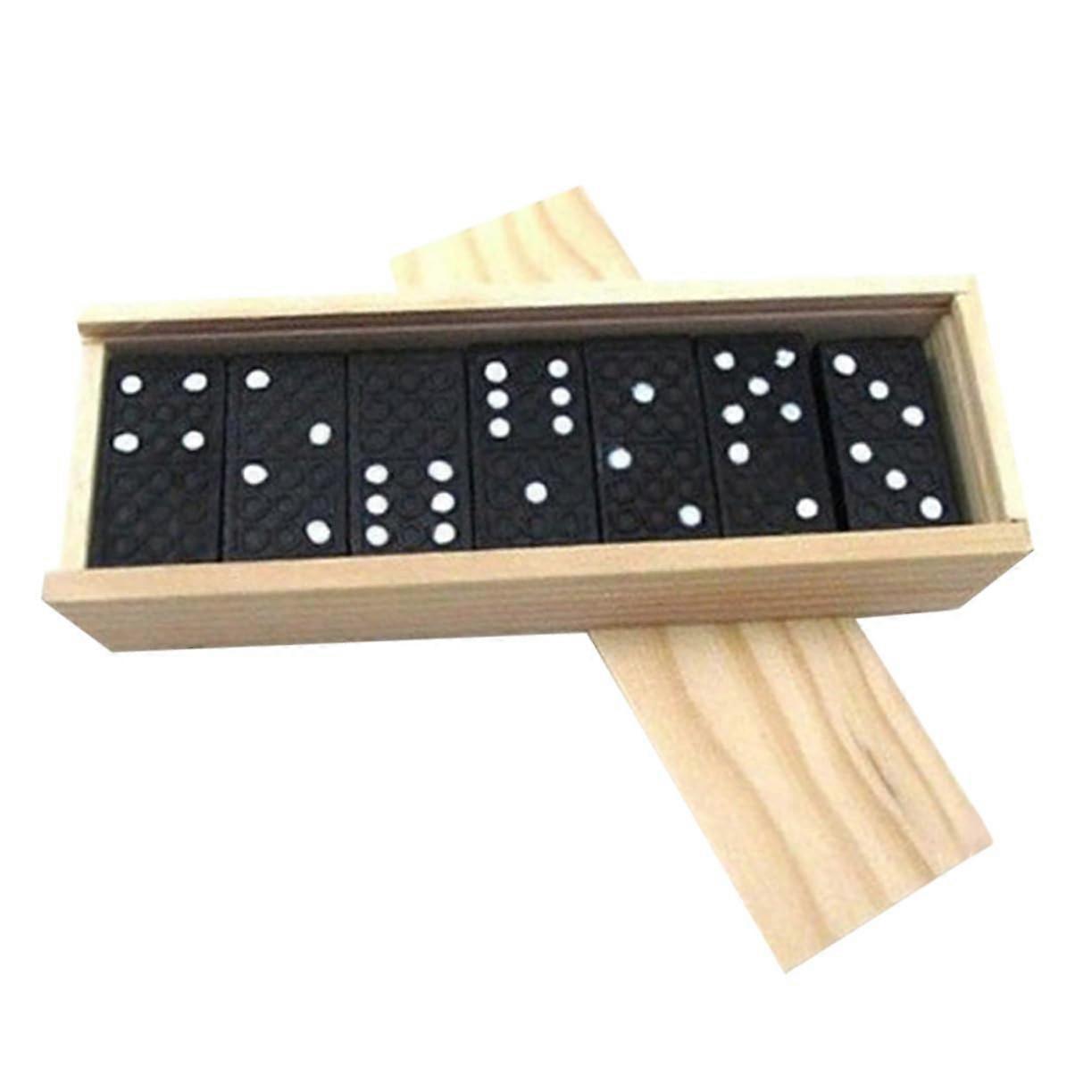 Wooden Domino Set 1 Piece Black with Wooden Box for Family Game Skill and Creativity Educational Toy