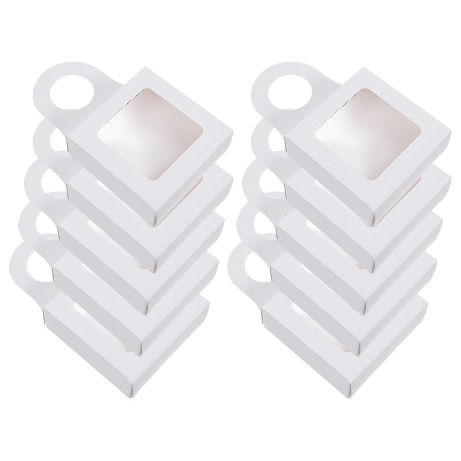 25pcs White Hanging Paper Boxes with Clear Window for Storage Use and Decorative Display