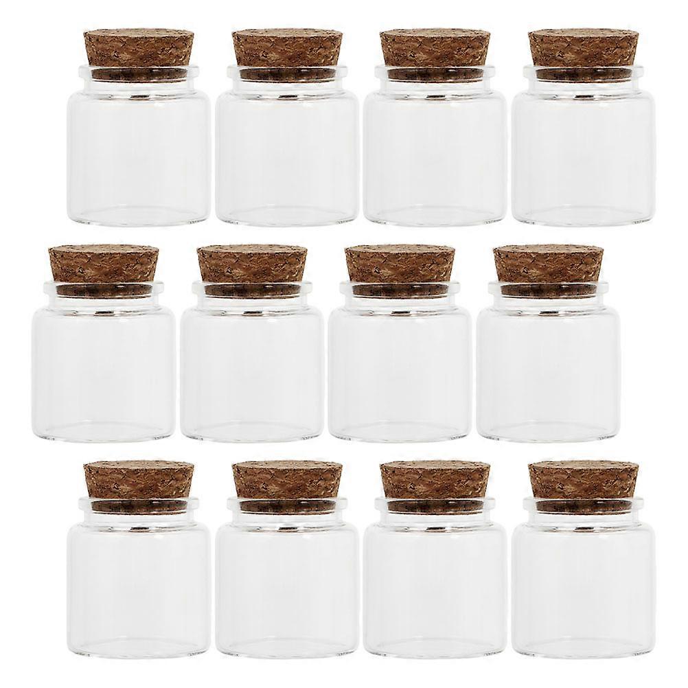 Glass Jars With Cork Lids Round Shape For Portable And Multi-Functional 12Pcs