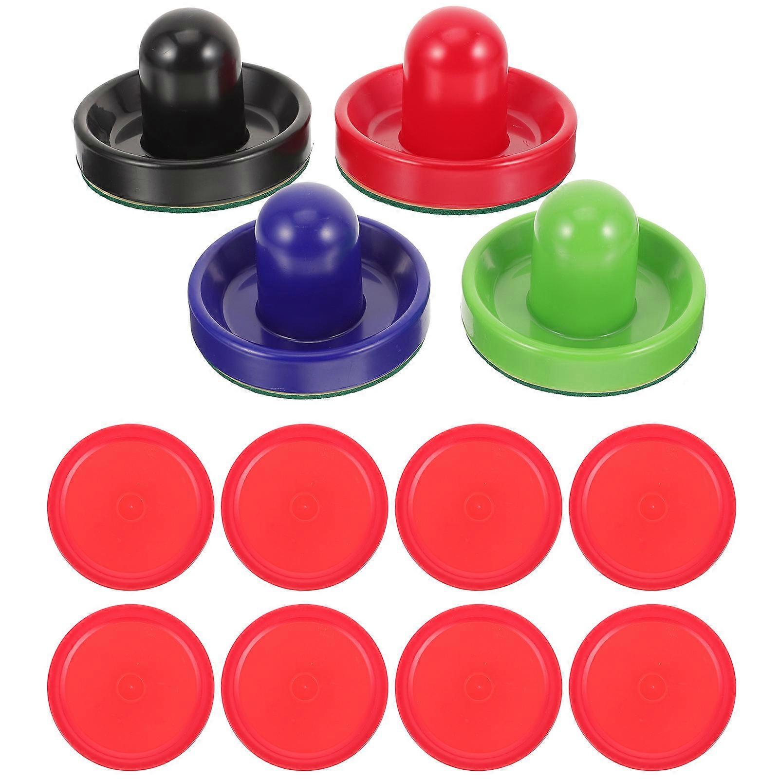 Funny Household Ice Hockey Pusher Set – Tabletop Game with Pucks and Paddles in Blue, Green, Red, and Black