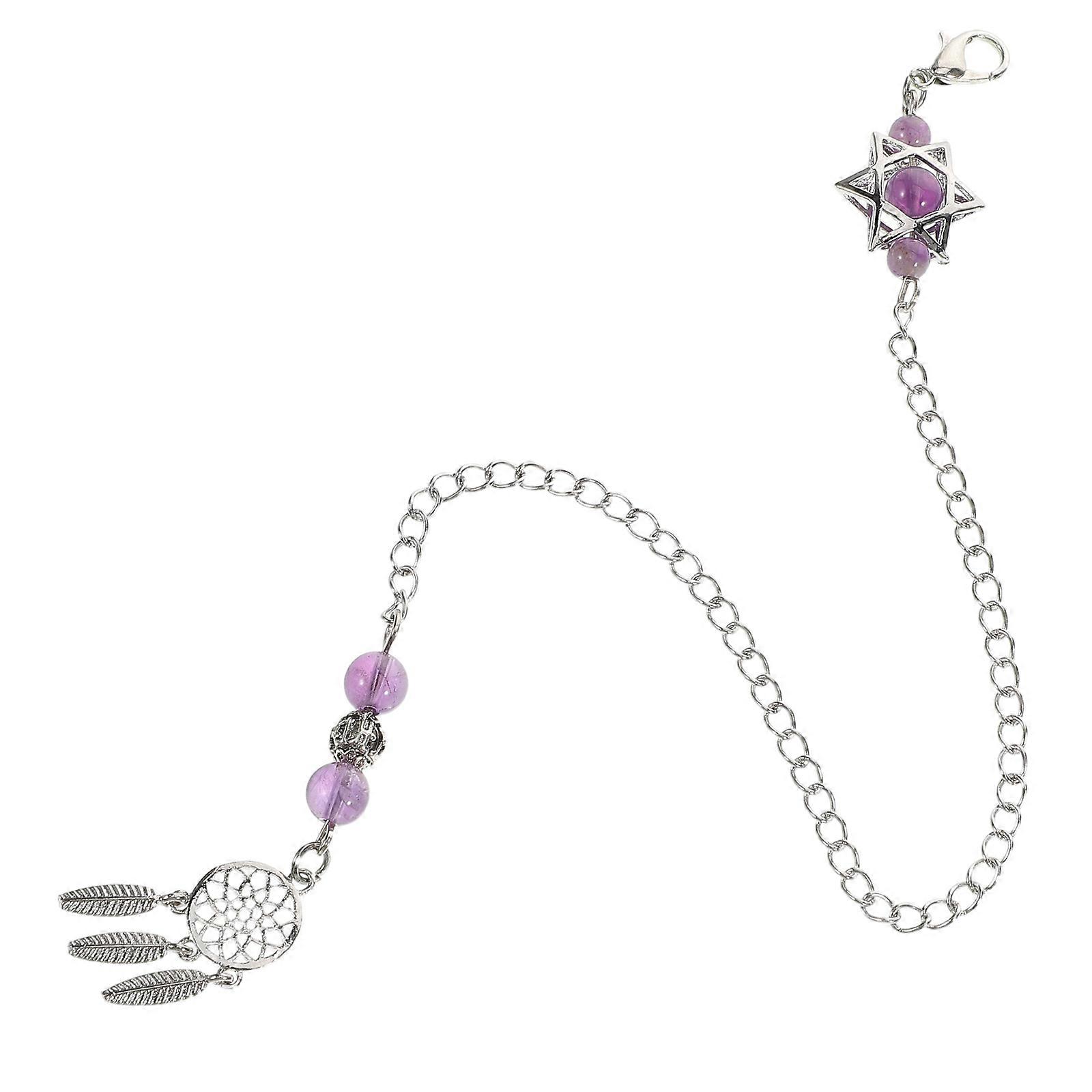 Natural Crystal Dreamcatcher Keyring Diy Jewelry Round Beads Style Handmade Craft 1Pcs