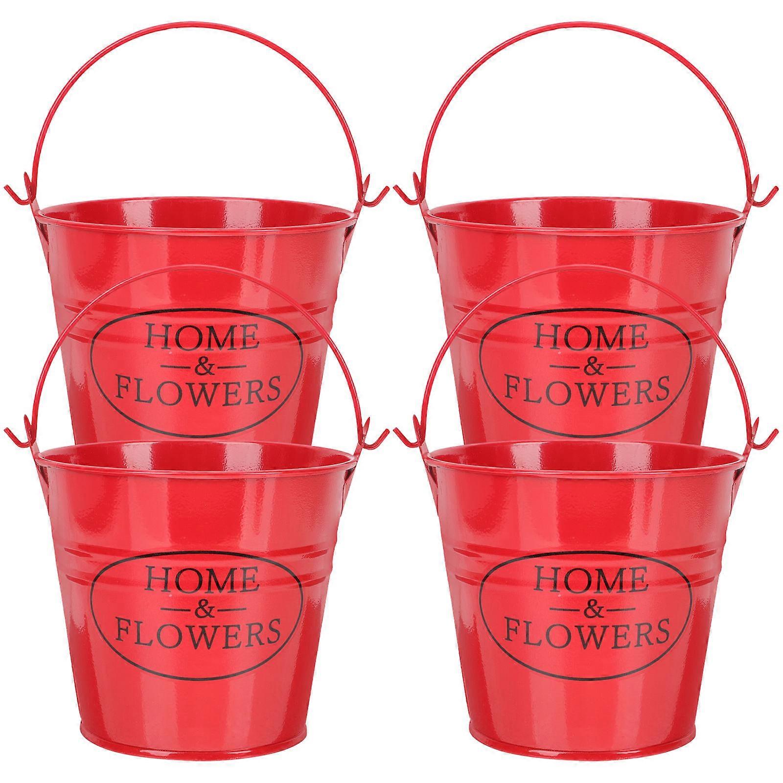 Here's a refined and appealing product description based on your input:
**4pcs Retro Iron Flower Bucket Vintage Planter for Home & Office