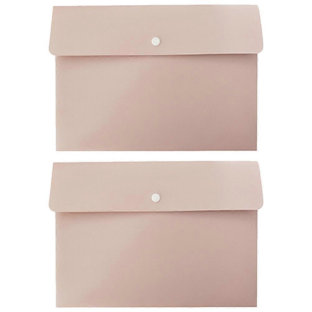 Pink Button Design File Pockets A4 Size for Storage Use Lightweight Waterproof PP Material