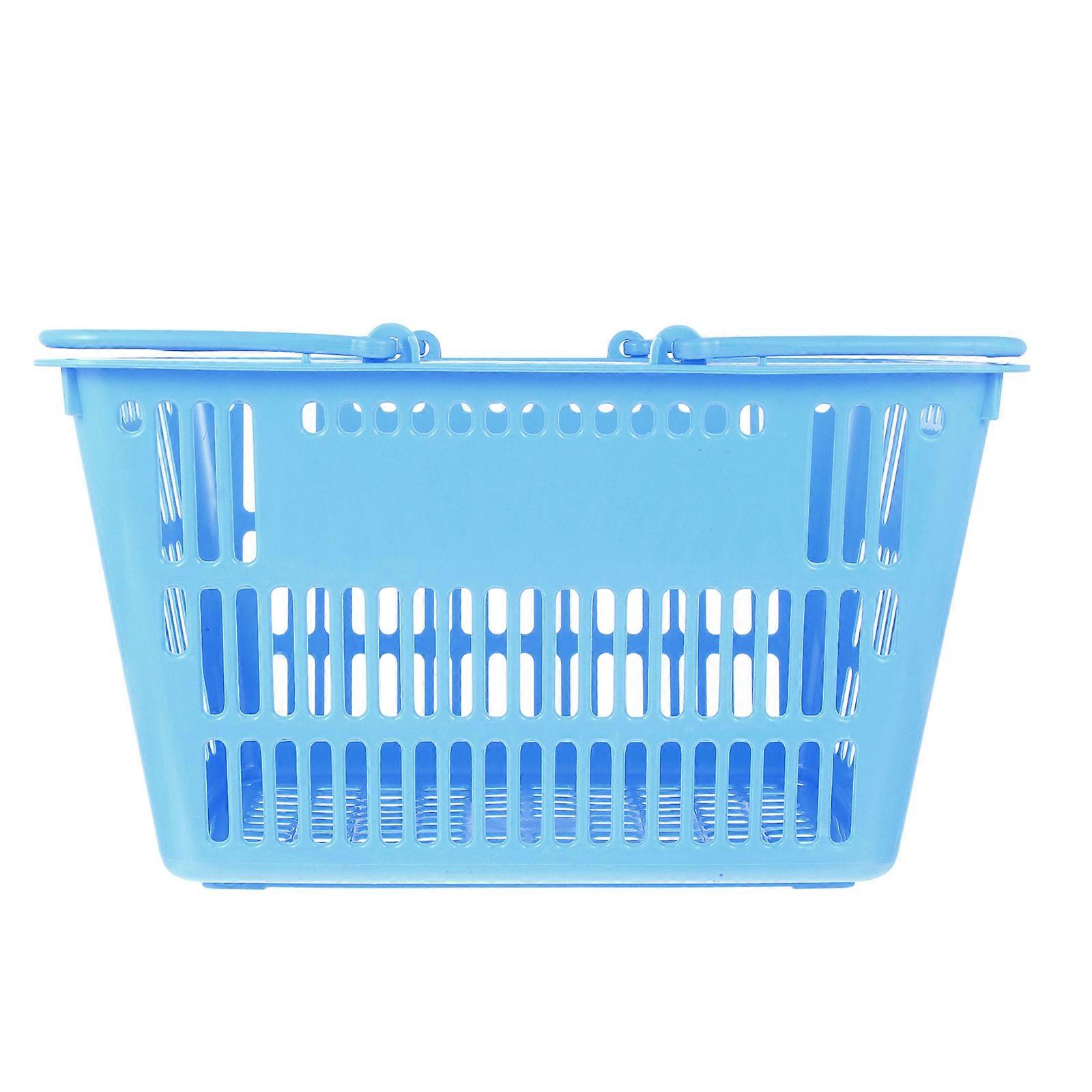 Shopping Baskets For Retail Store: Grocery Baskets With Handles Plastic 16l Market Baskets Stackable Storage Basket For Supermarket Bookshop Laundry,