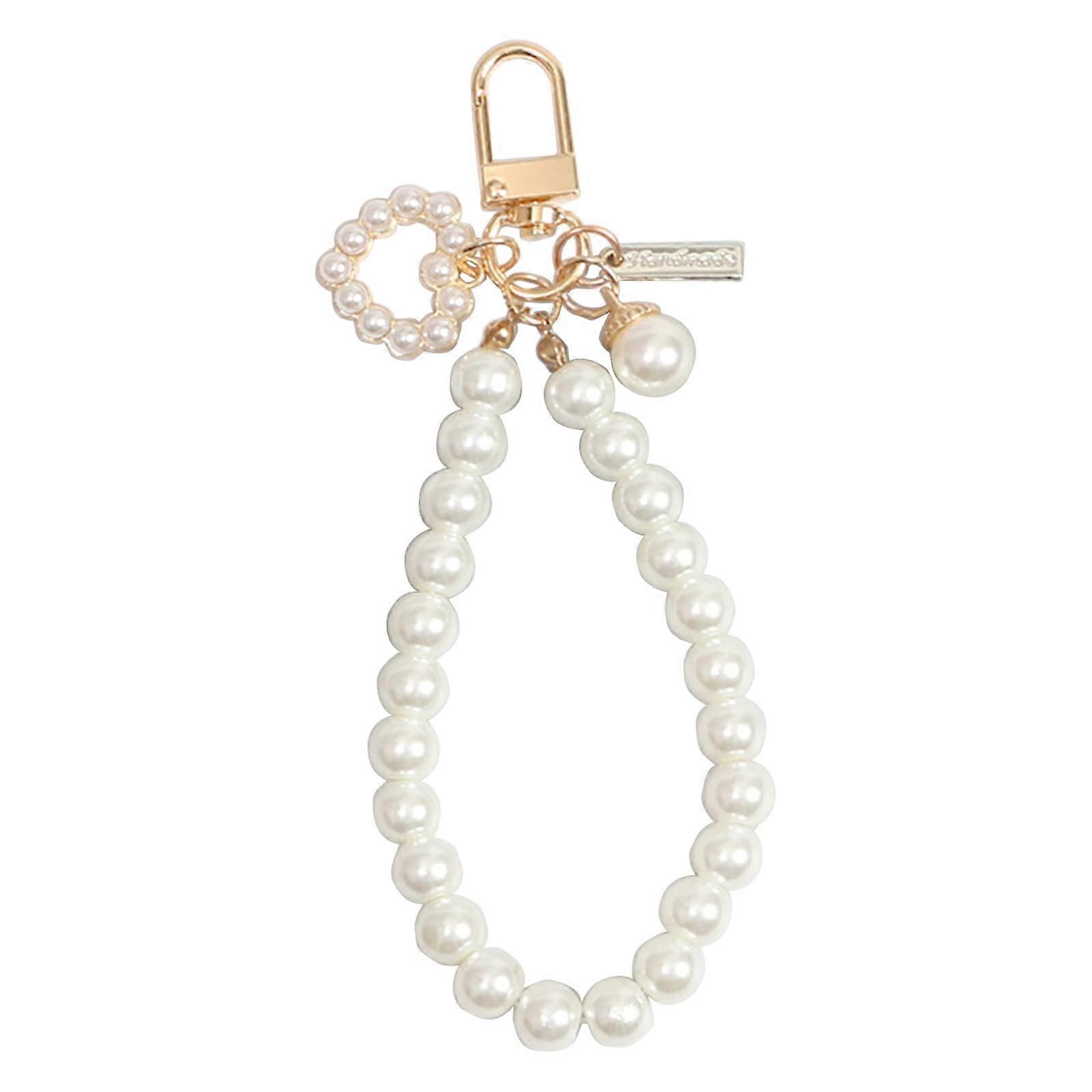 Creative Heart Keychain with Shell Pendant, Korean Style Bag Decoration, Auto Keyring, Pearl Accents, 1 Size
