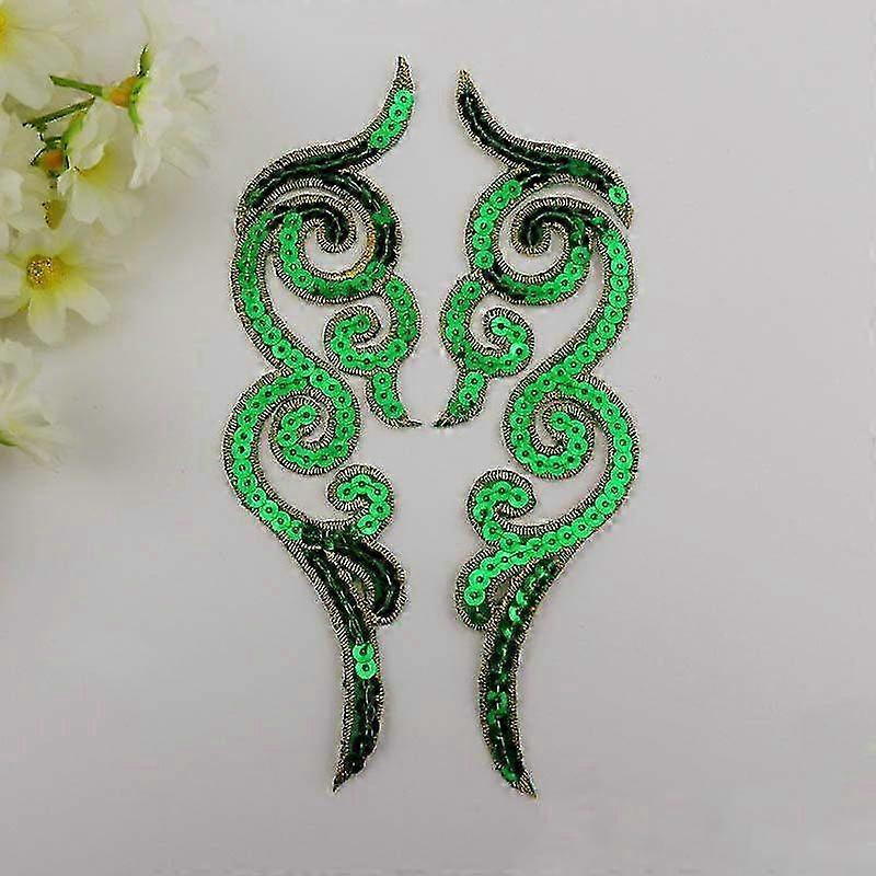 1 Pair of Iron-On DIY Embroidery Appliques - Sequined Fabric Patches for Clothing Trims & Creative Customization