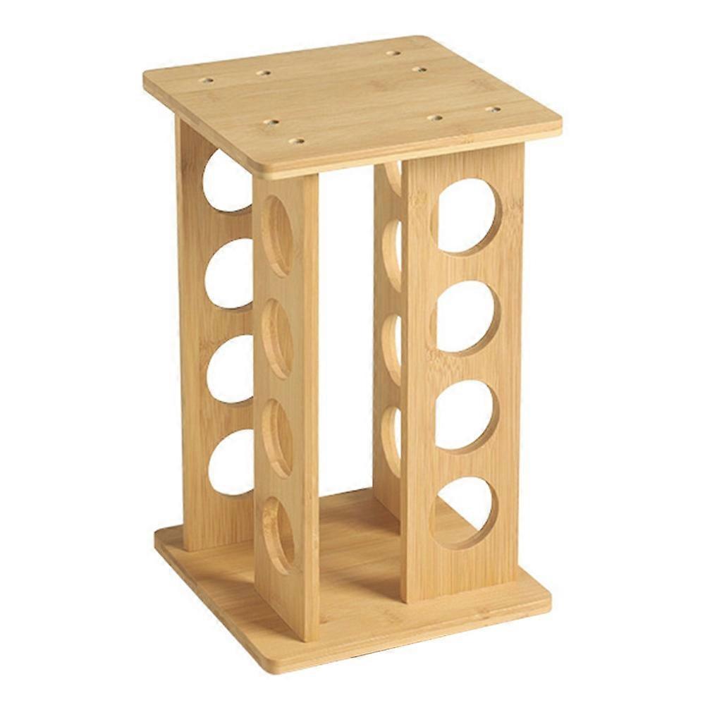 4-Tier Rotating Bamboo Spice Rack Kitchen Countertop Organizer Seasoning Bottles Storage Shelf
