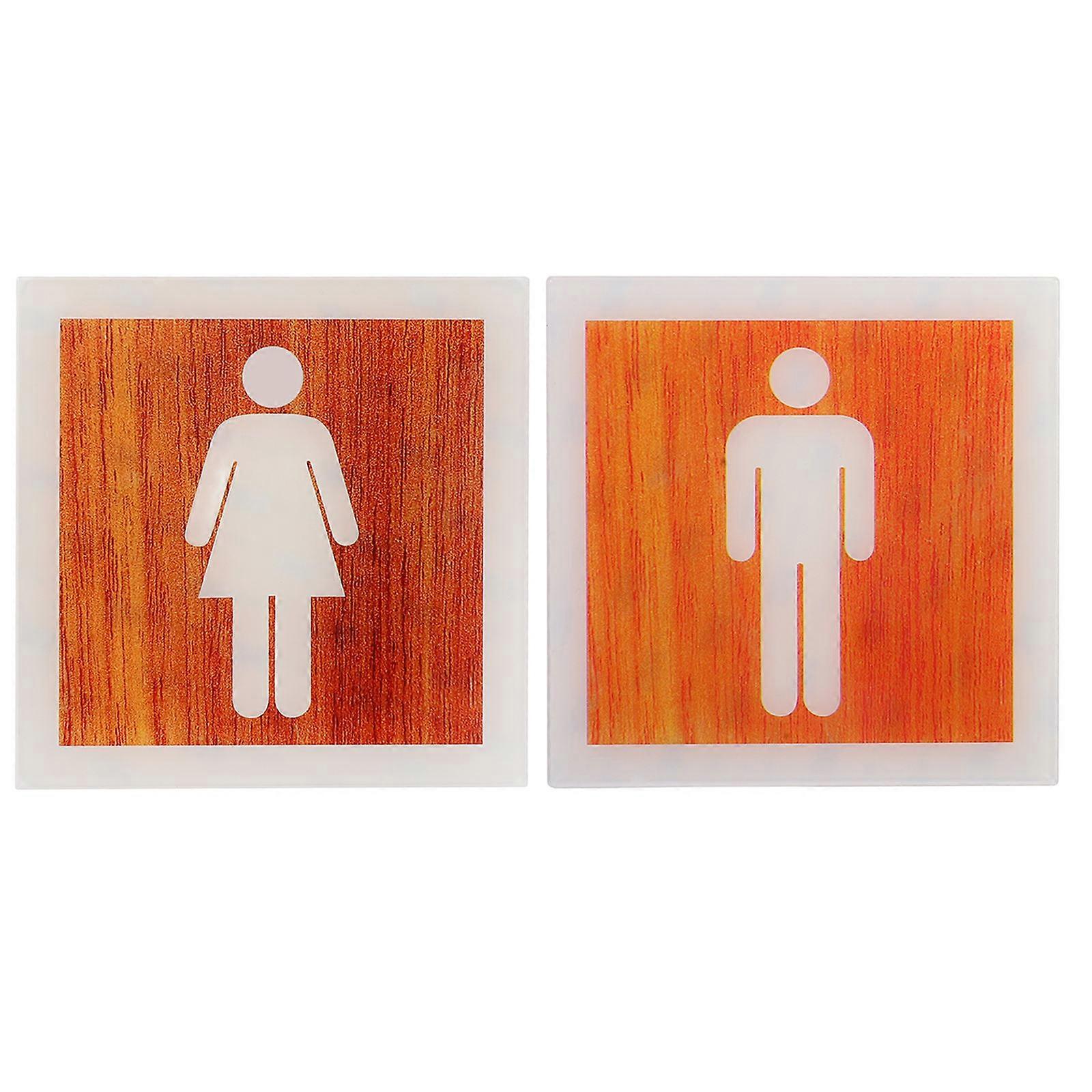 Bathroom Sign Decoration Acrylic Washroom Sign for Door Office Use Brown 2pcs