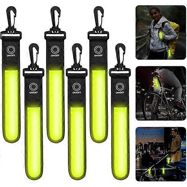Yellow 6-Pack Reflective LED Blinking Light Bag Hanger - 3 LED Modes - Safety Light