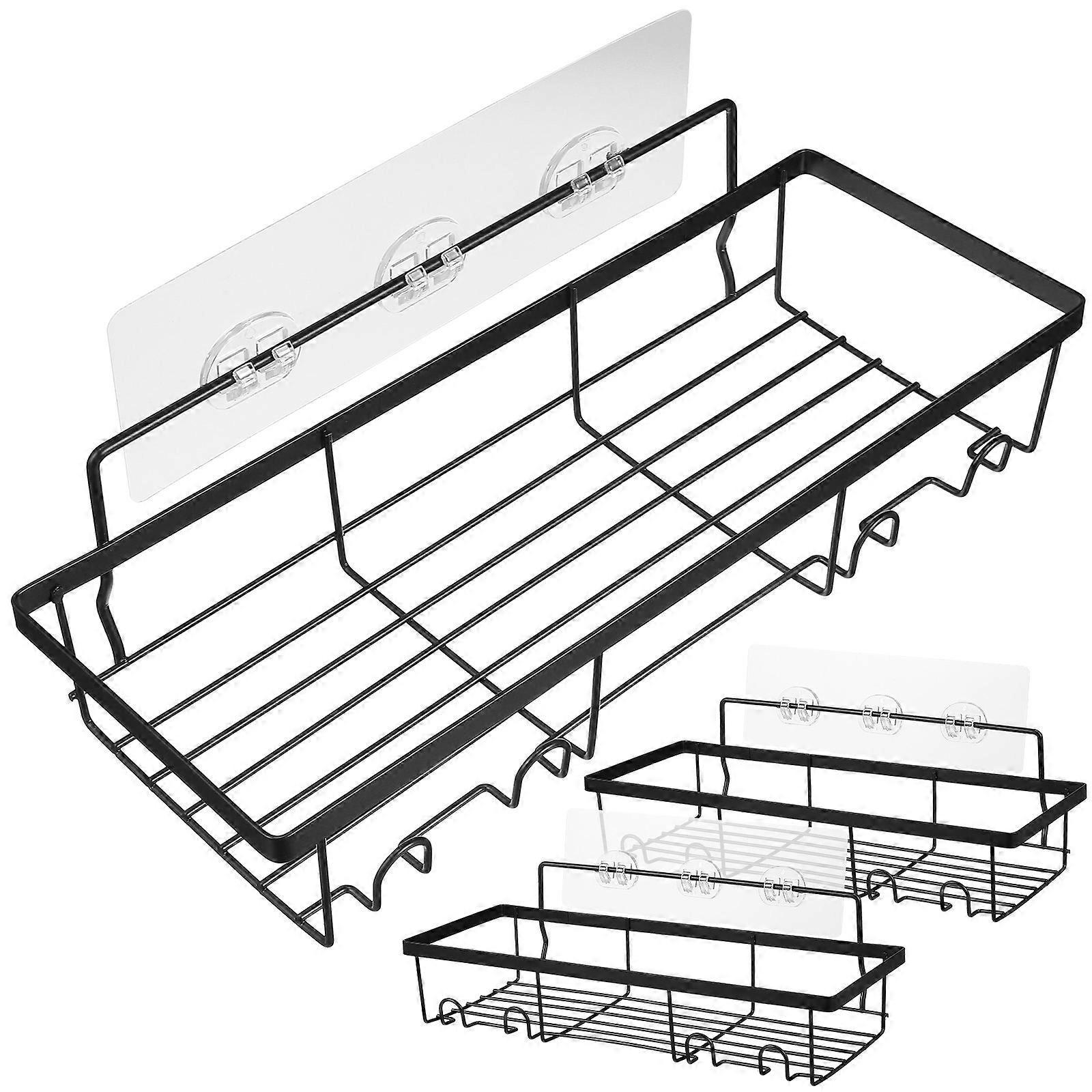 Shower Wall Shelf Bathroom Rack with Hanging Hooks 3Pcs Included