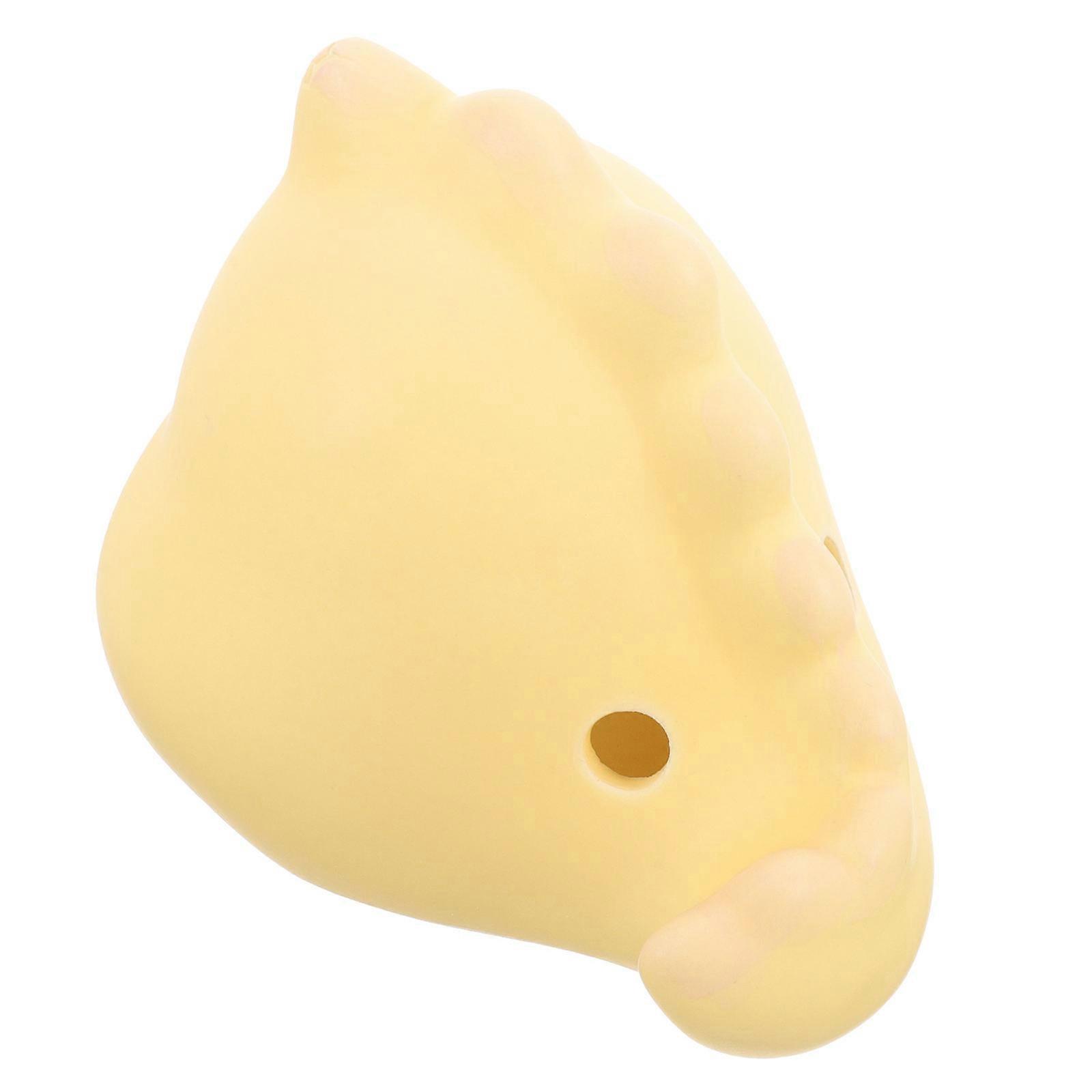 Hamster Hideout Ceramic House For Small Pet Nest Dinosaur Shaped Design Light Yellow 1Set Ideal For Sleeping And Playing