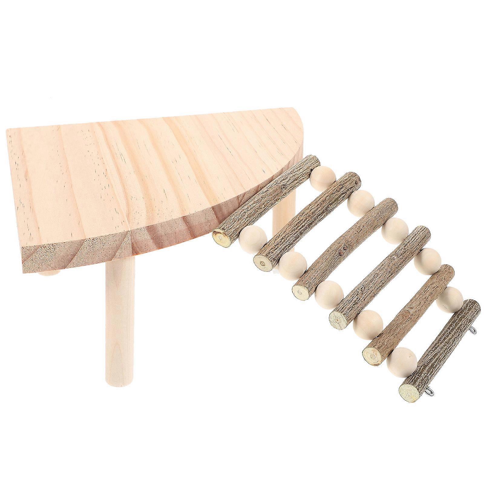 Wooden Platform Toy for Hamster Chinchilla Rat 1 Set Wood Ladder Platform