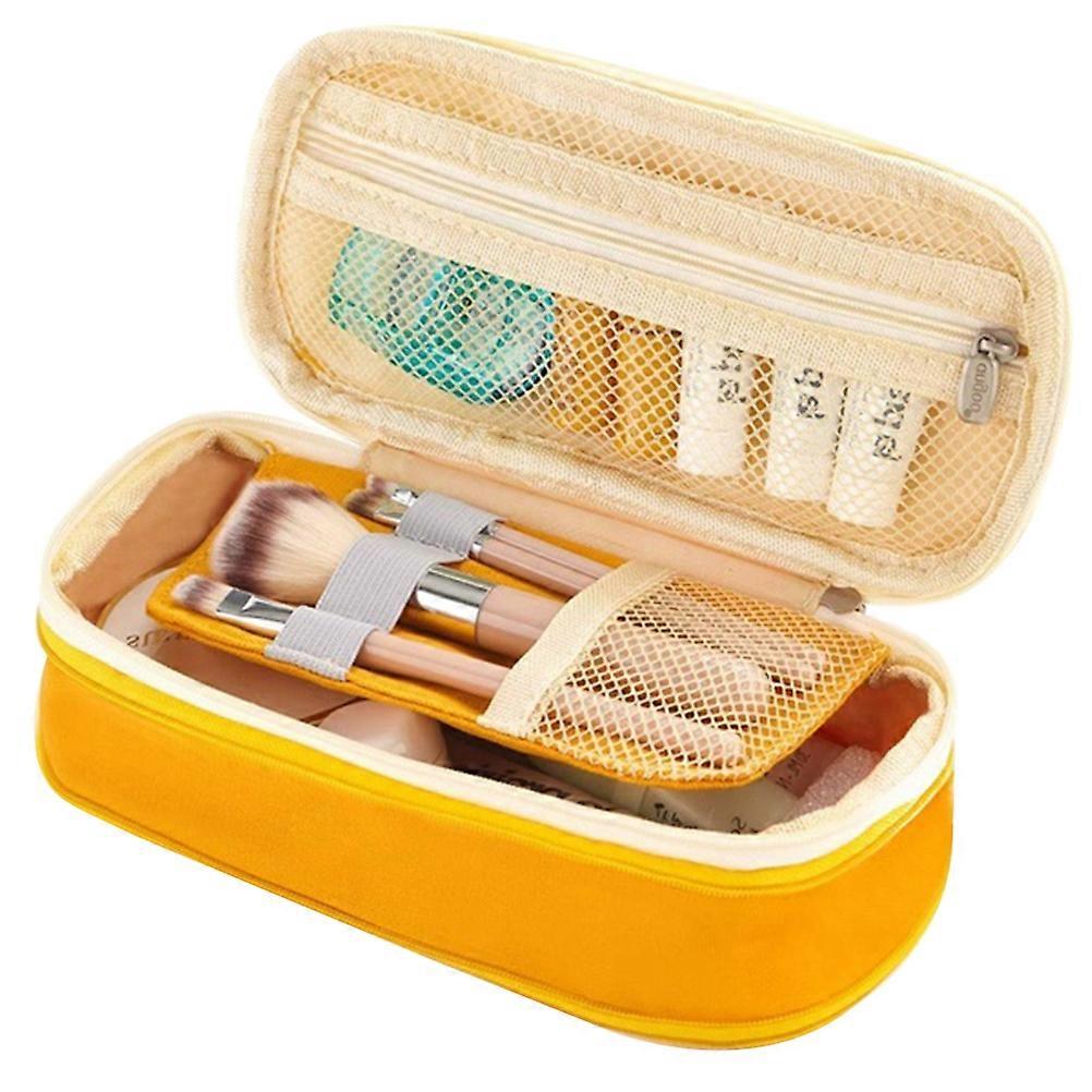 Multifunctional Pencil Case Ideal For Daily Organization In Yellow With Smoothly Sliding Zipper 1Pcs