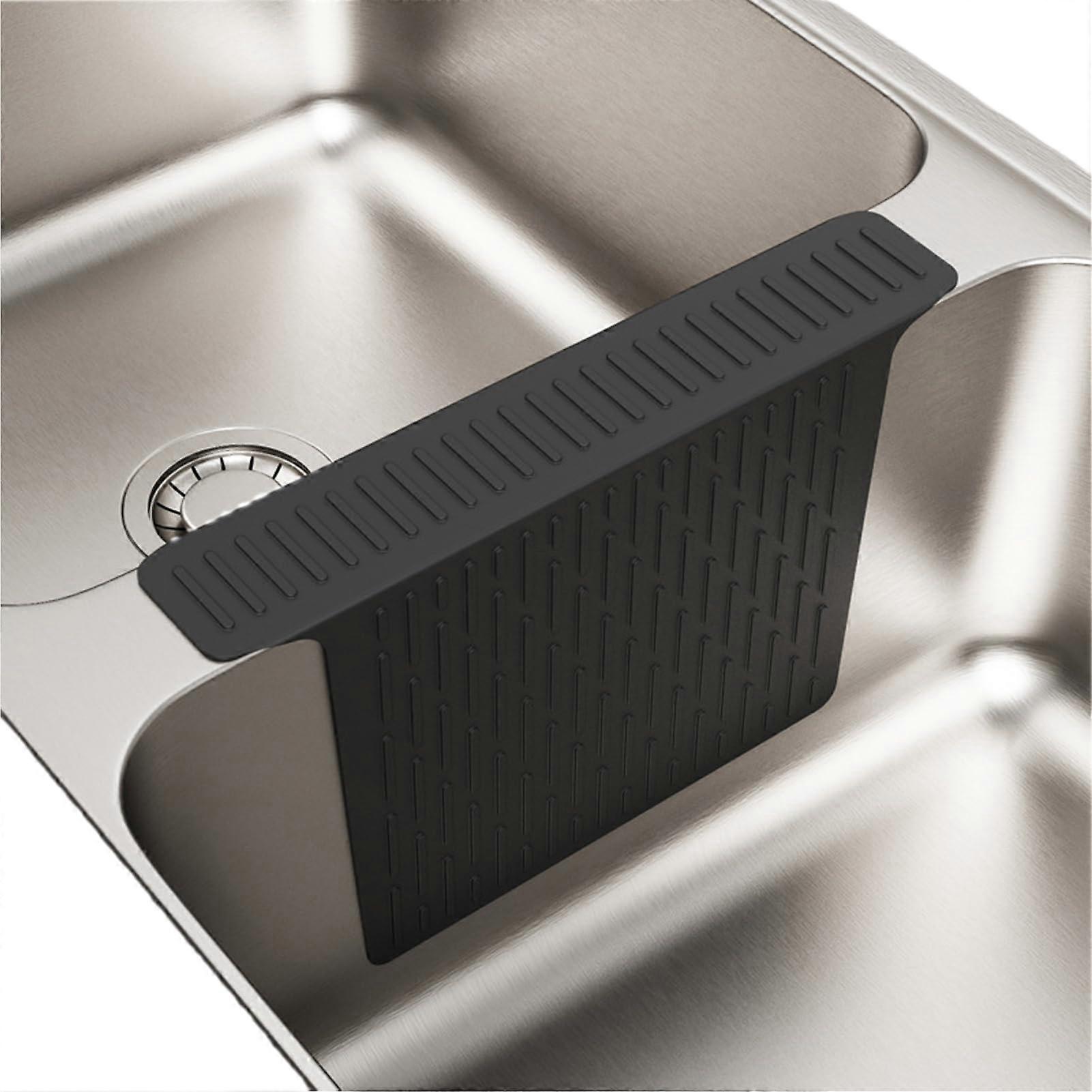 Scratch Resistant Drain Pad, Silicone Sink Separator Pad for Easy Placement of Small Items, Kitchen Sink Pad, Silica Gel, Black