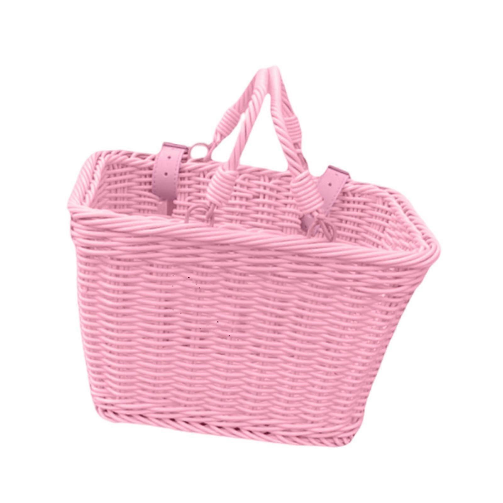 Removable children's bicycle basket, colorful, for front handlebars, storage basket for front bicycles Rose