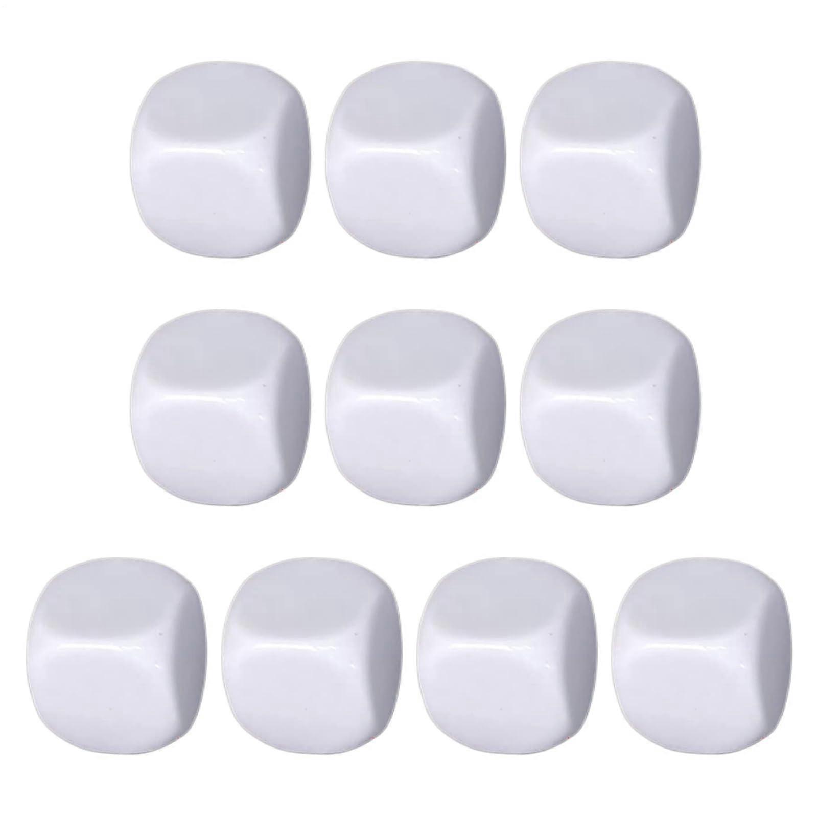 Blank Dice, 10X Rounded White Acrylic Dice Blocks, Writable Graffiti Craft Toy 20mm