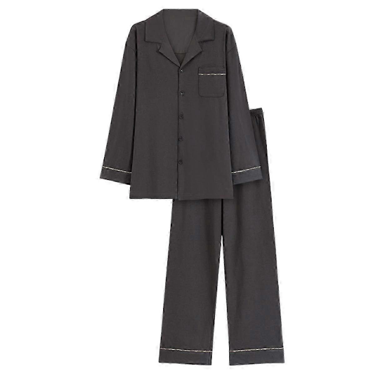 Classic Men's Pajama Set - Soft Long Sleeve Button Down Sleepwear with Pockets - Comfortable 2-Piece Lounge PJ Set for Men