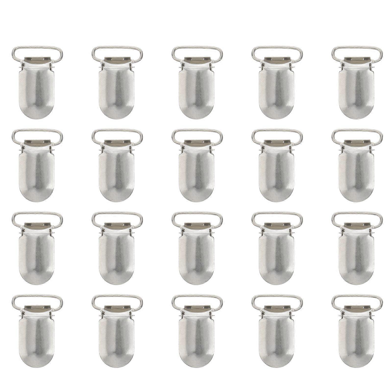20pcs 20mm Staples Pacifier Clip with Strap Hooks Suspenders