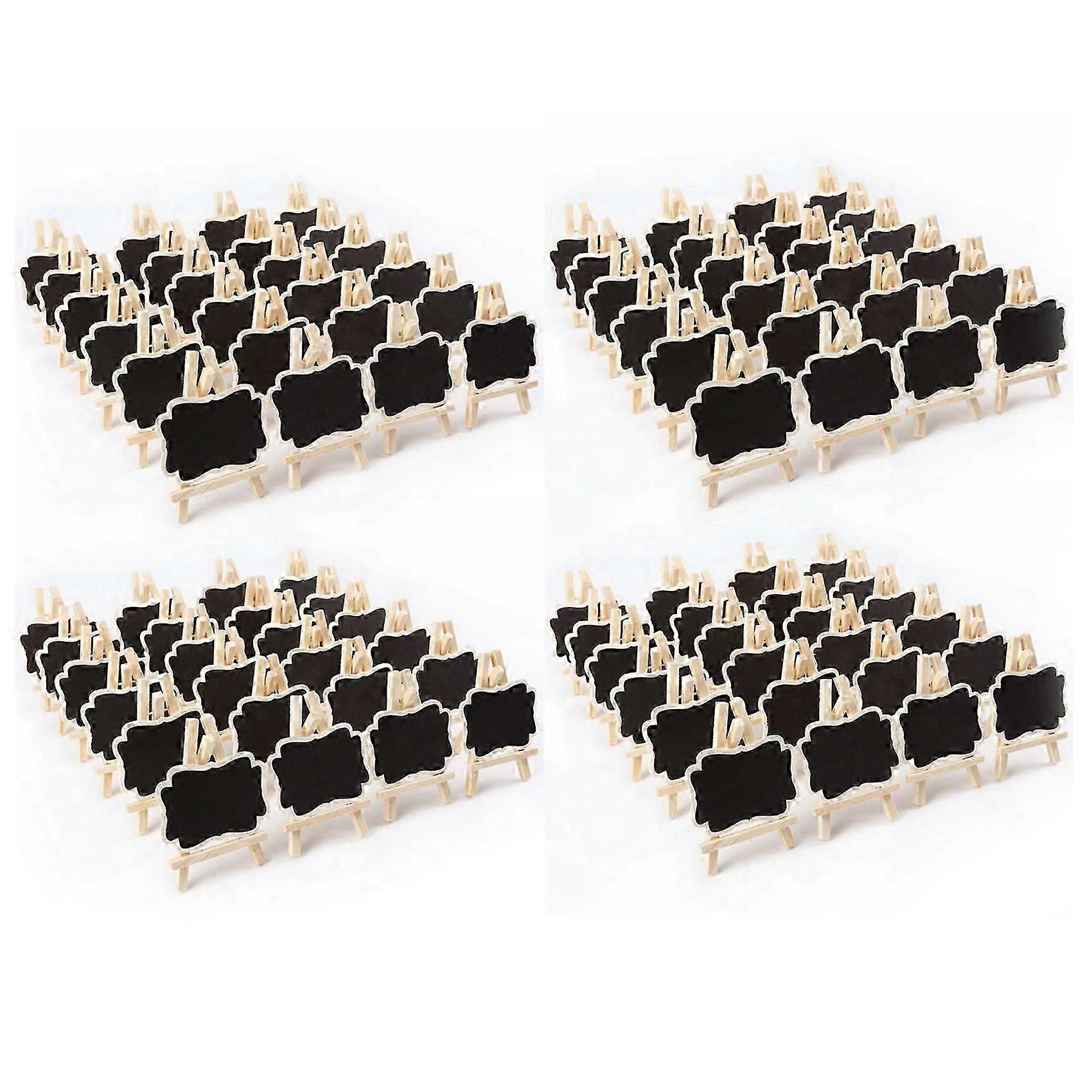 96 Pcs Mini Wooden Blackboard Message Rectangular Slate Board Cards Memo Label Signs Price Digit Ta