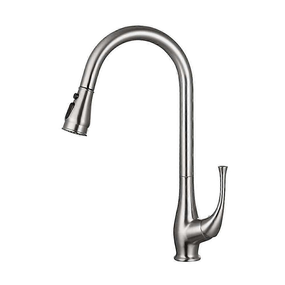 Kitchen faucet with pullout sprayer, hot and cold, 360° swivel, household, brass, 2 modes, with shower, brushed kitchen faucet.