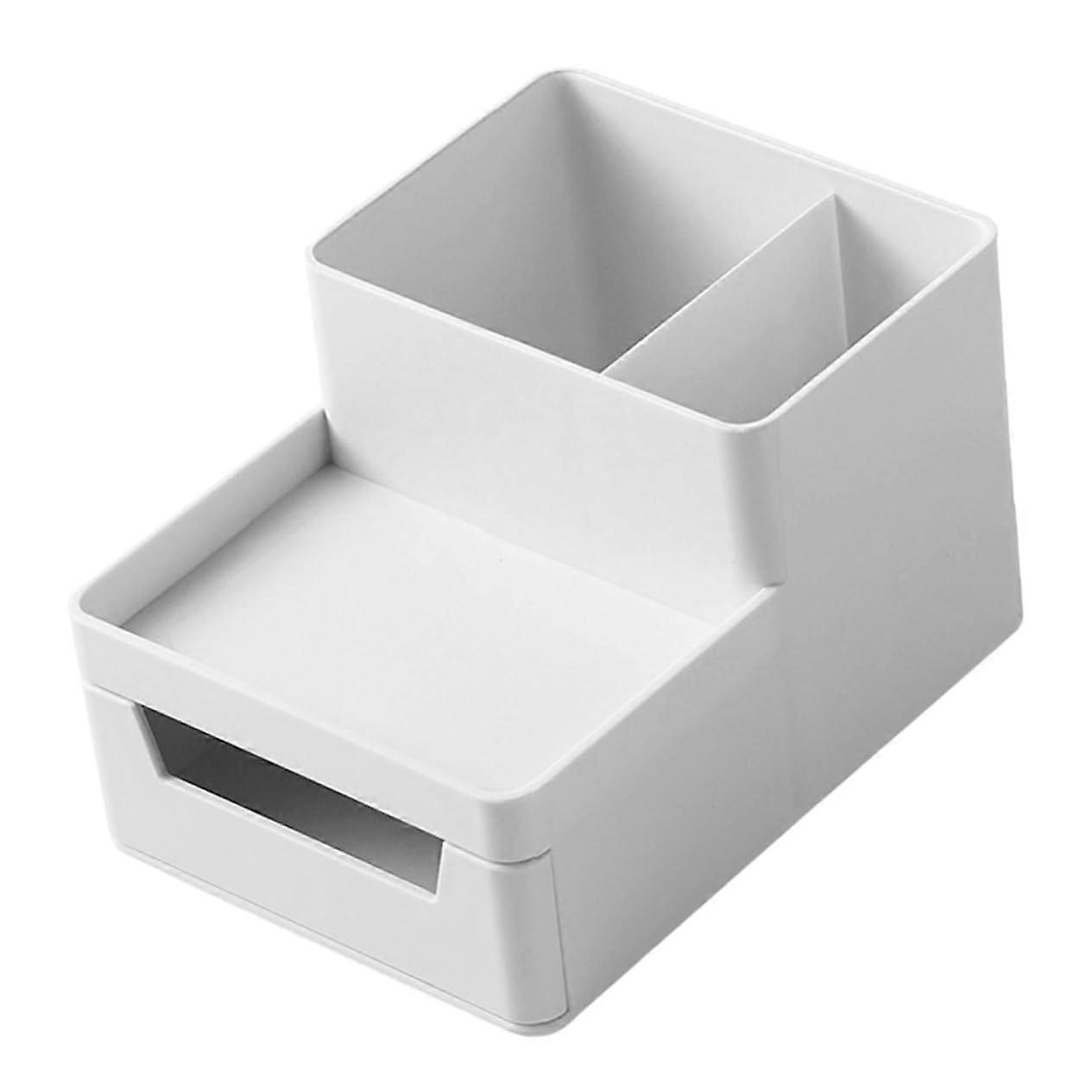 Desk Organiser Compartment White Pen Storage Box for Office, Large Capacity, Simple Design, Durable Material