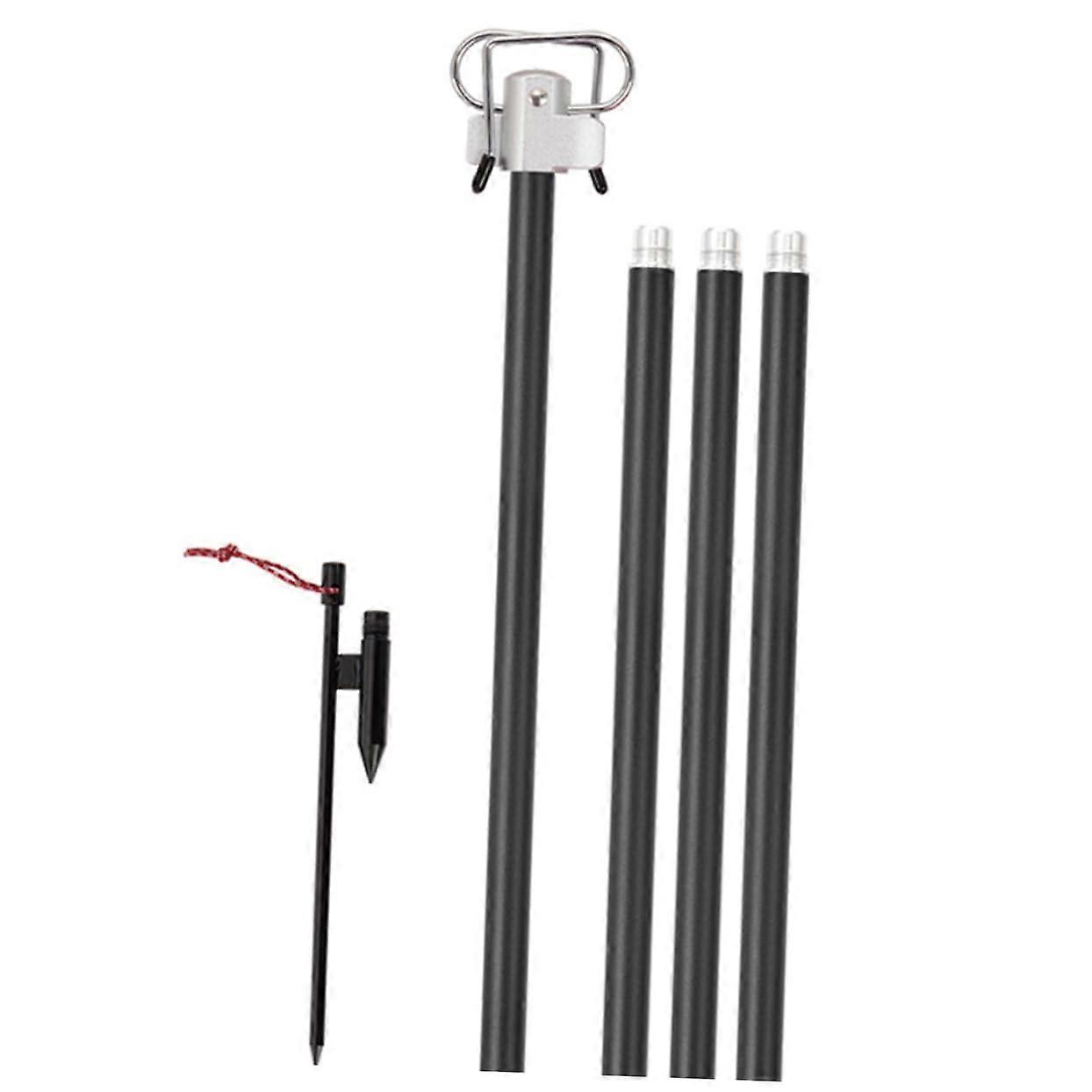 Folding Lantern Stand With Double Hooks Portable Camping Light Rack Sturdy Steel Garden Lighting Holder For Campers