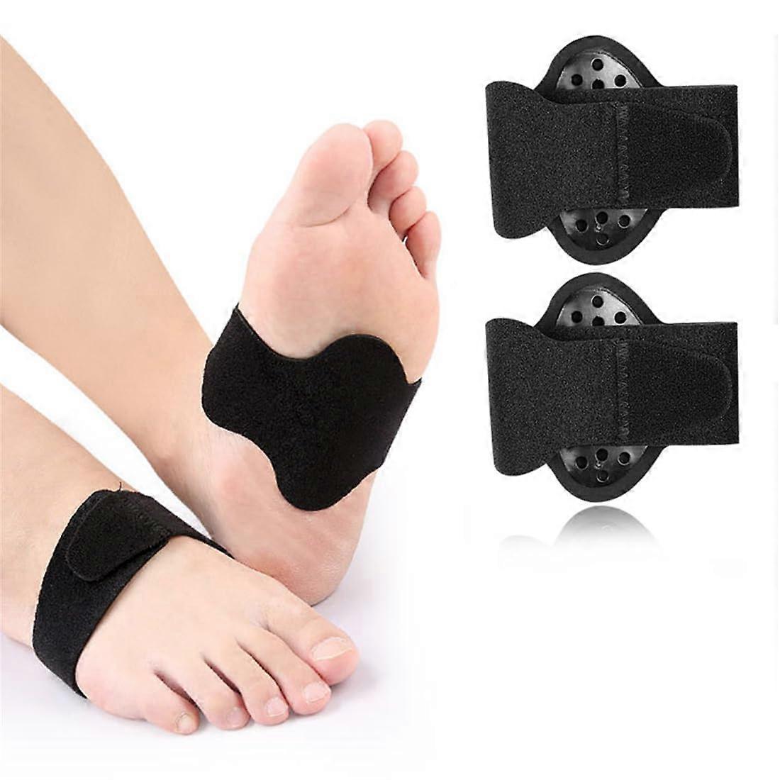 Foot Arch Support With Gel Pads For Plantar Fasciitis, Adjustable Compression Elastic Bands, For High Fallen Arches Black