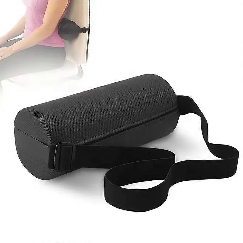 Lumbar Roll Pillow for Lower Back Support – Memory Foam with Elastic Strap, Washable Cover – 11 Inch