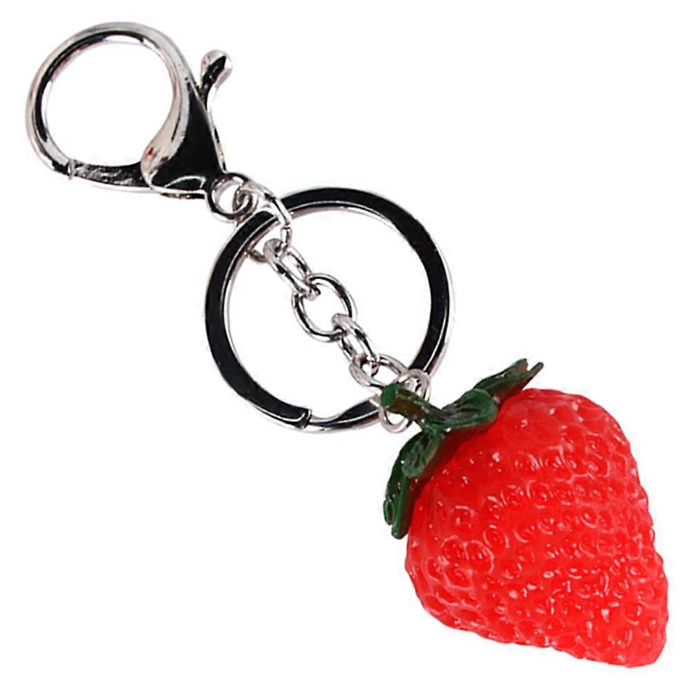 Cute Fruit Keyring Strawberry Shaped Daily Use Multi Material Key Chain 1Pcs
