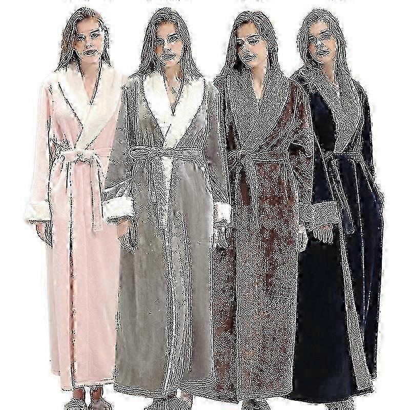 2025 Womens Dressing Gown Bath Robe Warm Soft Fleece Long Robes Nightgown