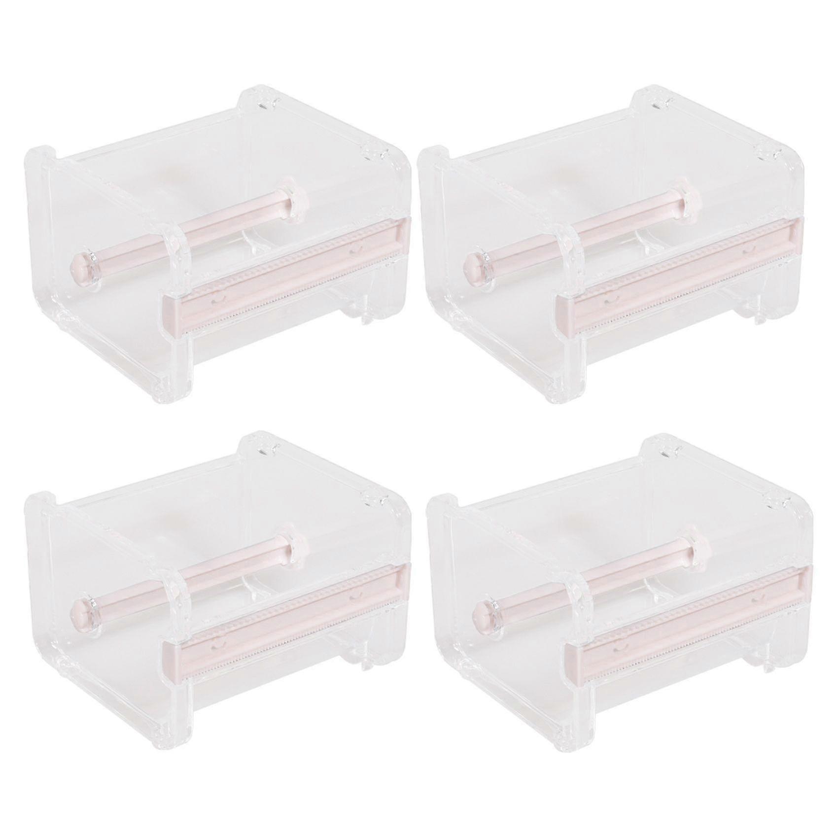 4 Pack Transparent Visible Desktop Multi Washi Masking Tape Dispenser,Tape Cutter,Roll Tape Holder