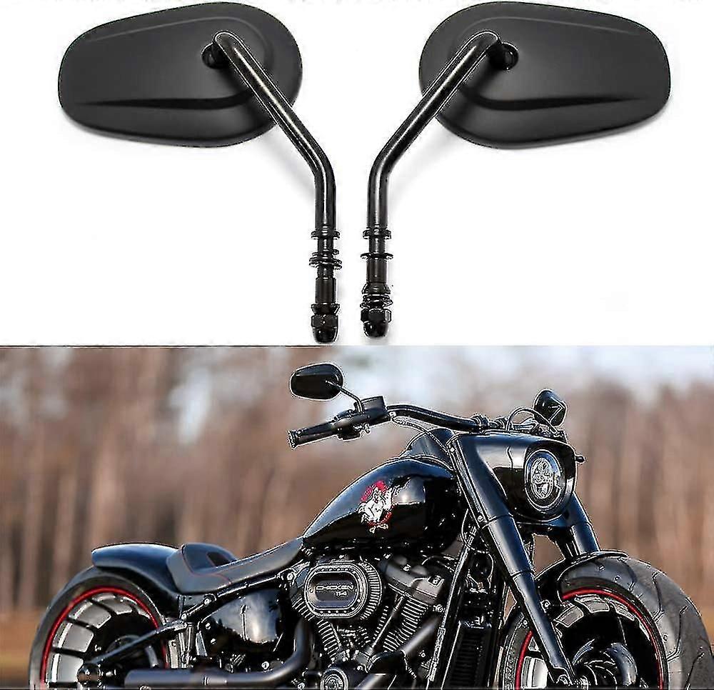 8mm Black Motorcycle Mirrors Handlebar Wing For Dyna Super Glide Street Glide Road Glide Softail A129
