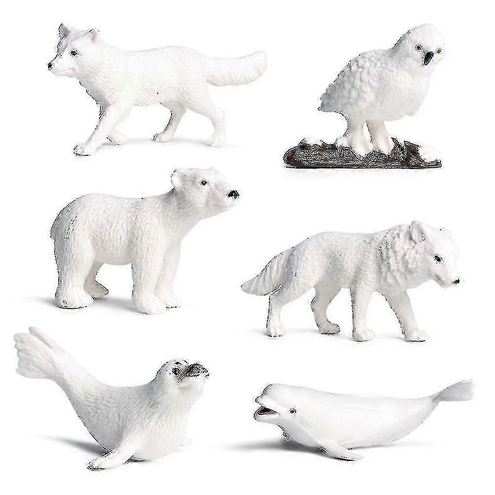 Neue 6pcs/set Simulation Pinguine Eisbär Schneeeule Delfin Wolf Modell Figur Toy_a_hf