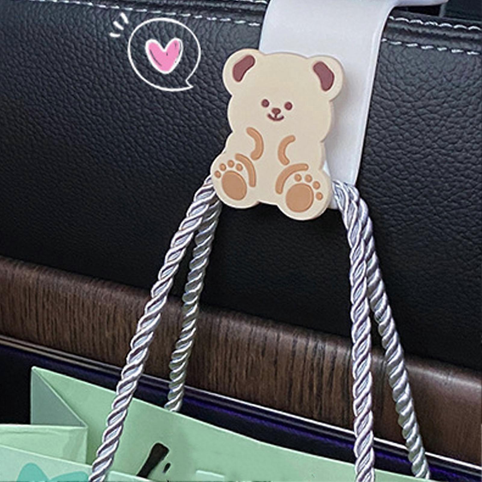 2pcs White Plastic Car Seat Back Hooks Strong Load Bearing Organizer