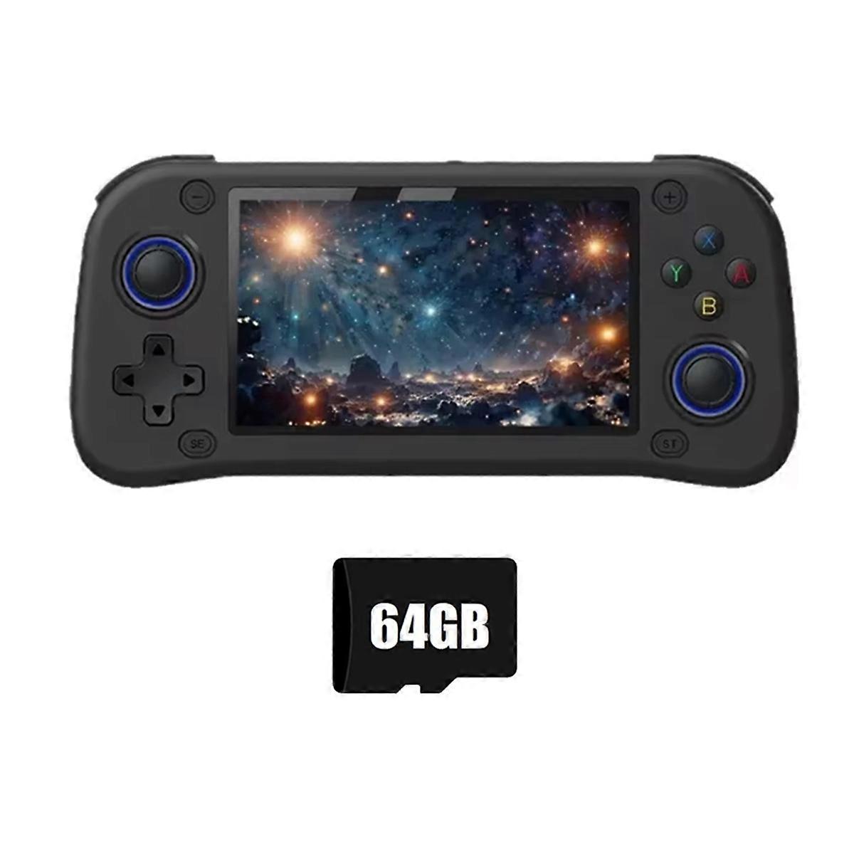 G28 Retro Handheld Video Game Console 64GB 4.3 Inch HD Screen Linux Game Player Supports 20+ Emulators Black